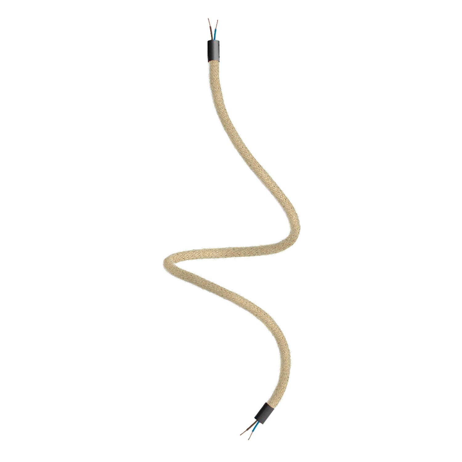 Kit Creative Flex tubo flessibile di estensione rivestito in juta RN06 Neutro con terminali metallici Nero 90 cm
