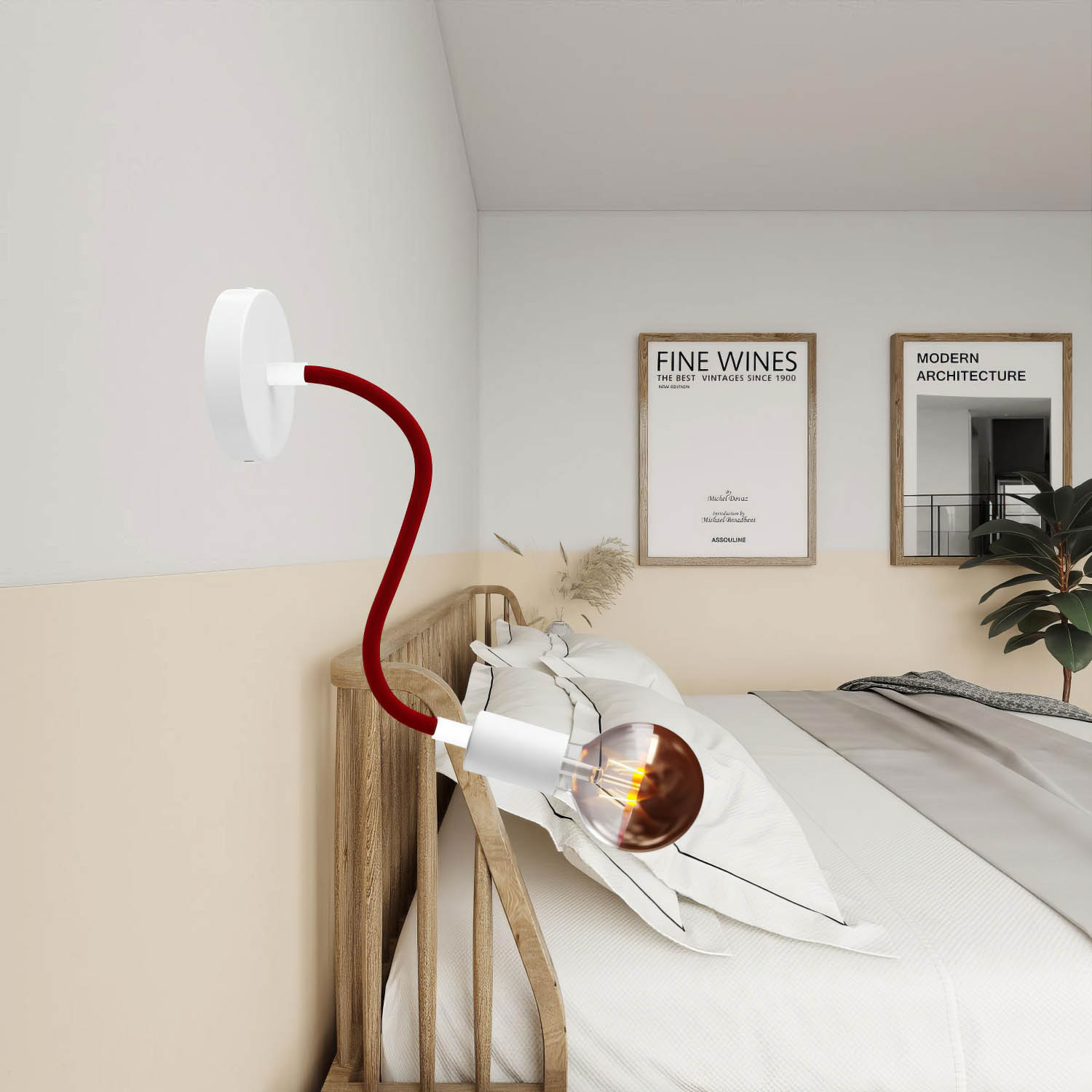 Kit Creative Flex tubo flessibile di estensione rivestito in tessuto RM09 Rosso con terminali metallici Bianco opaco 30 cm