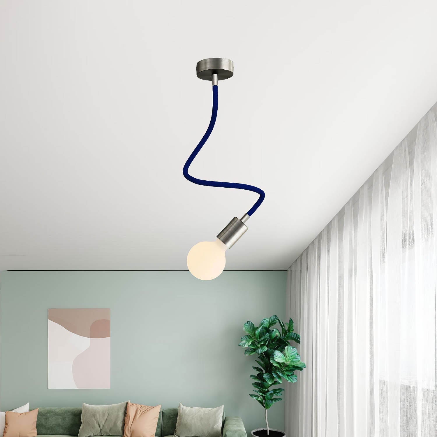 Kit Creative Flex tubo flessibile di estensione rivestito in tessuto RM20 Blu scuro con terminali metallici Titanio satinato 60 cm