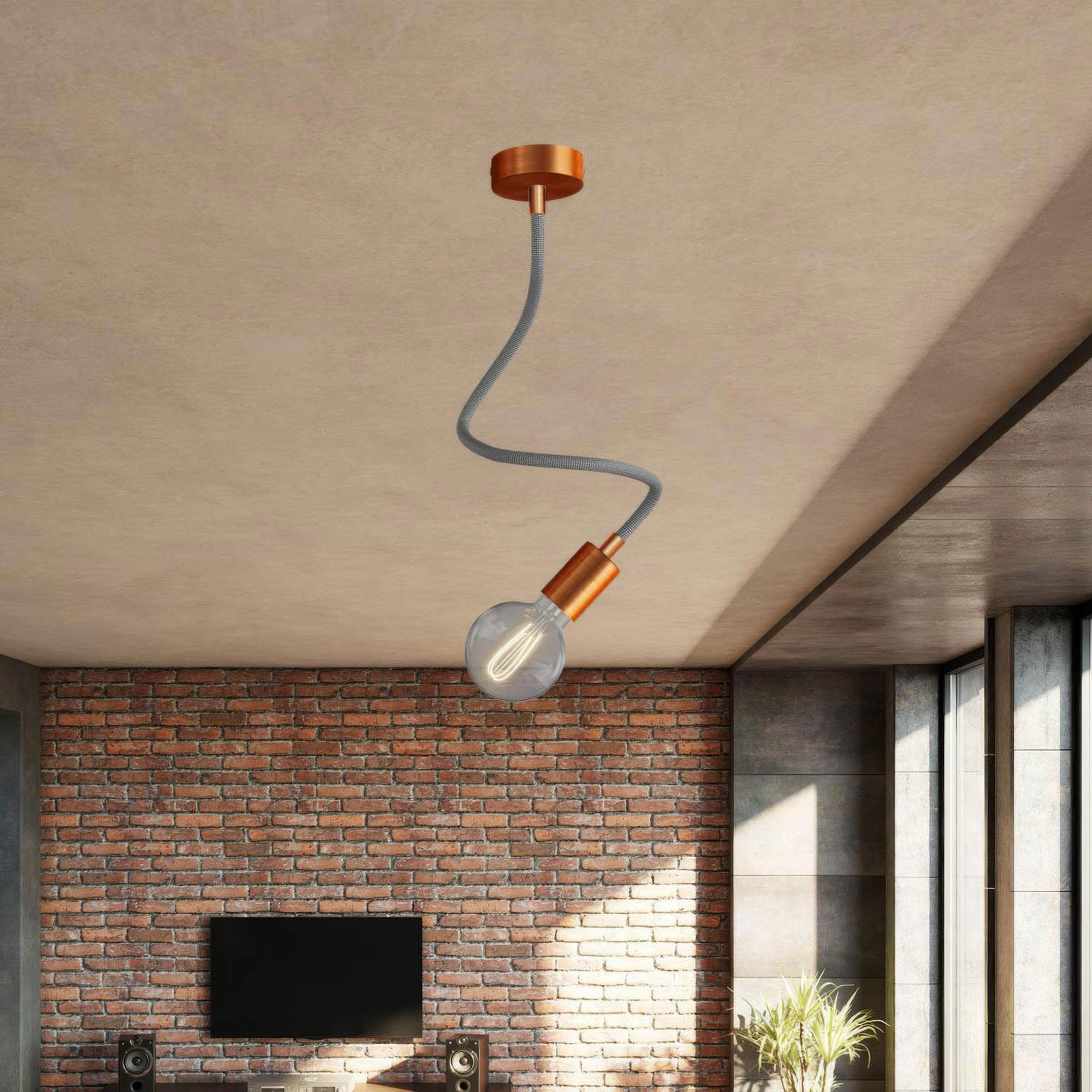 Kit Creative Flex tubo flessibile di estensione rivestito in tessuto RM75 Titanio con terminali metallici Rame satinato 60 cm