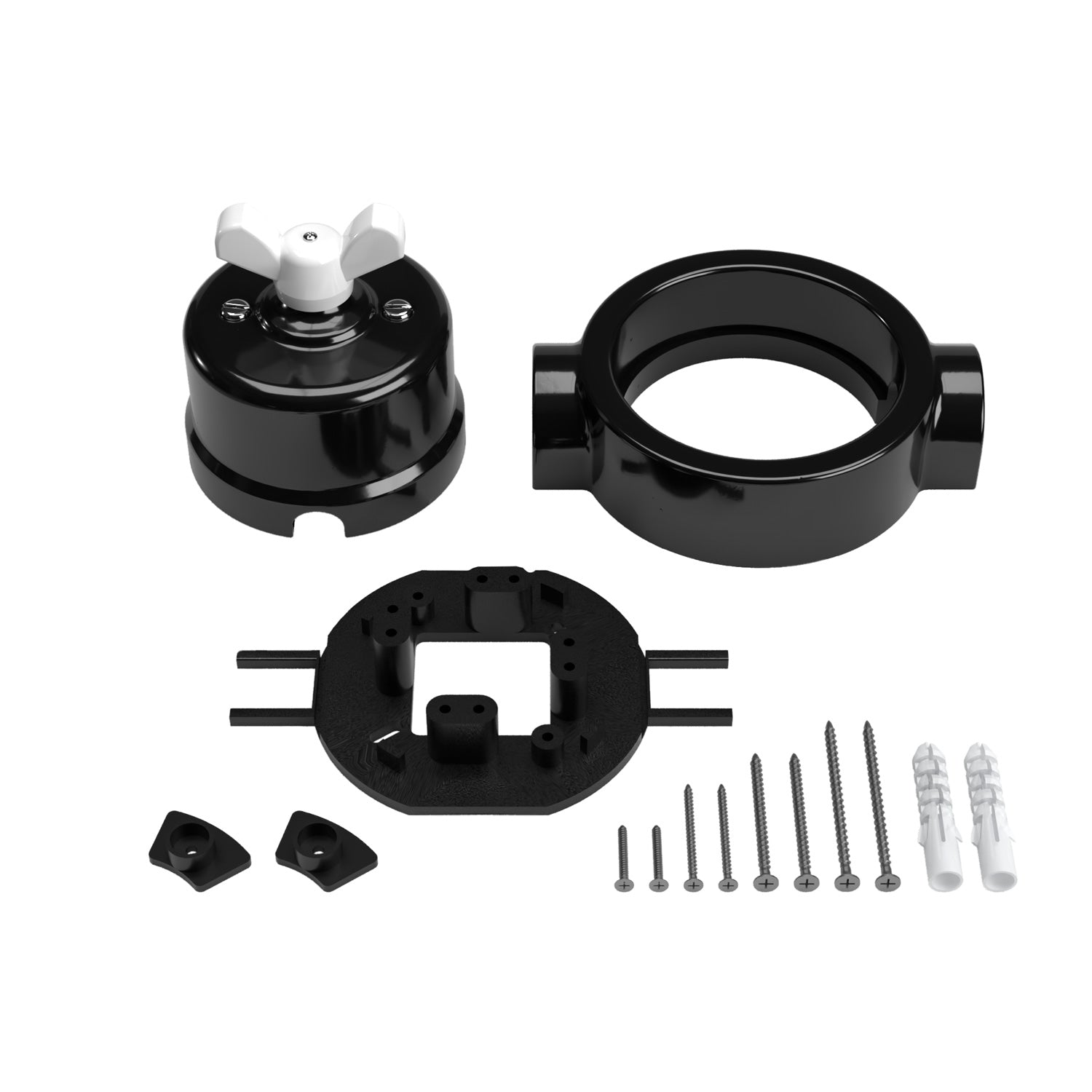 Kit interruttore/deviatore con dado a farfalla e base per Creative-Tubes in porcellana nera Bianco 2 in linea