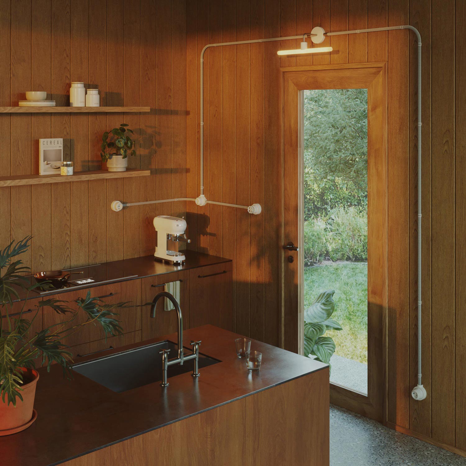 Kit interruttore/deviatore con manopola e base per Creative-Tubes in porcellana bianca Rosso 2 in linea