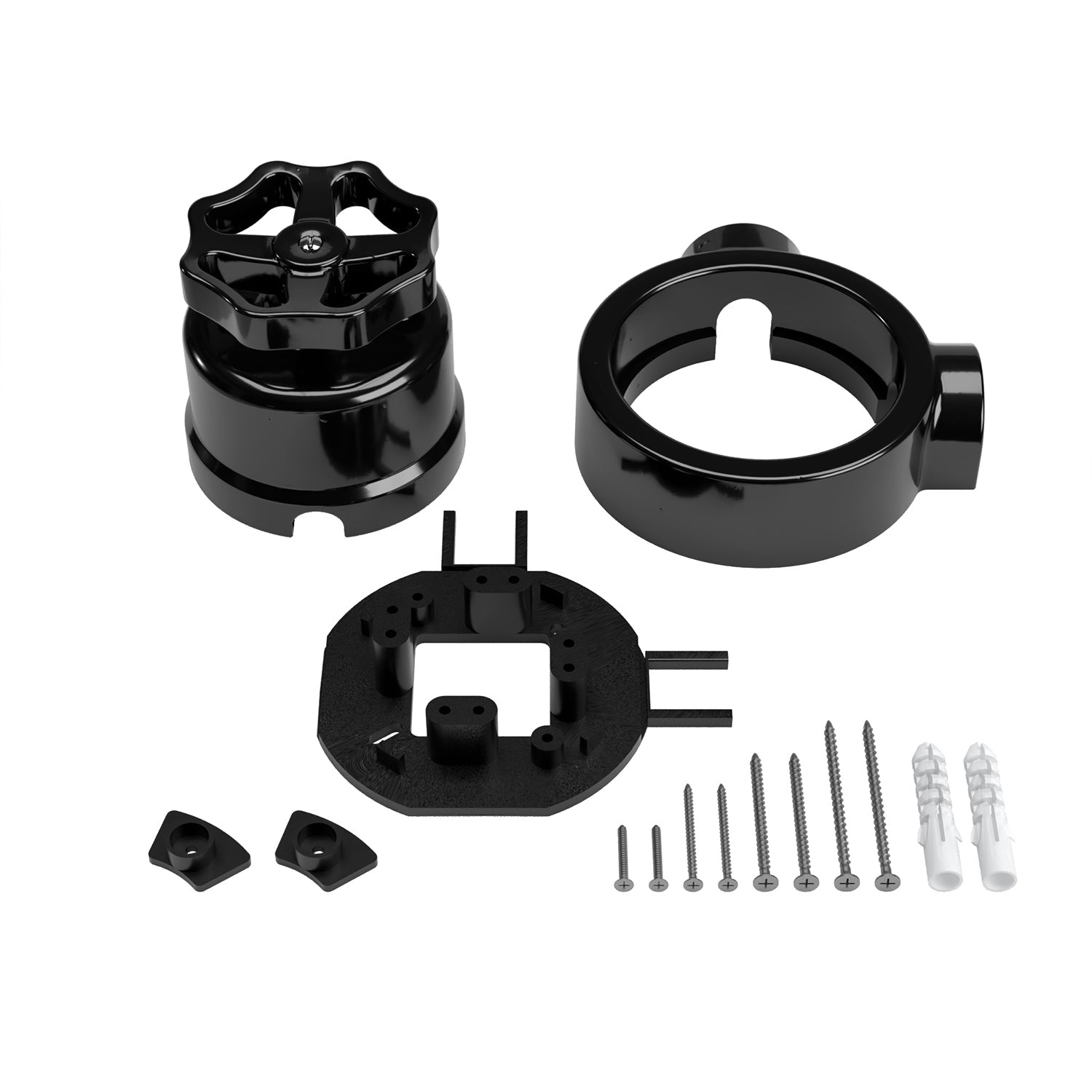 Kit interruttore/deviatore con manopola e base per Creative-Tubes in porcellana nera Nero 2
