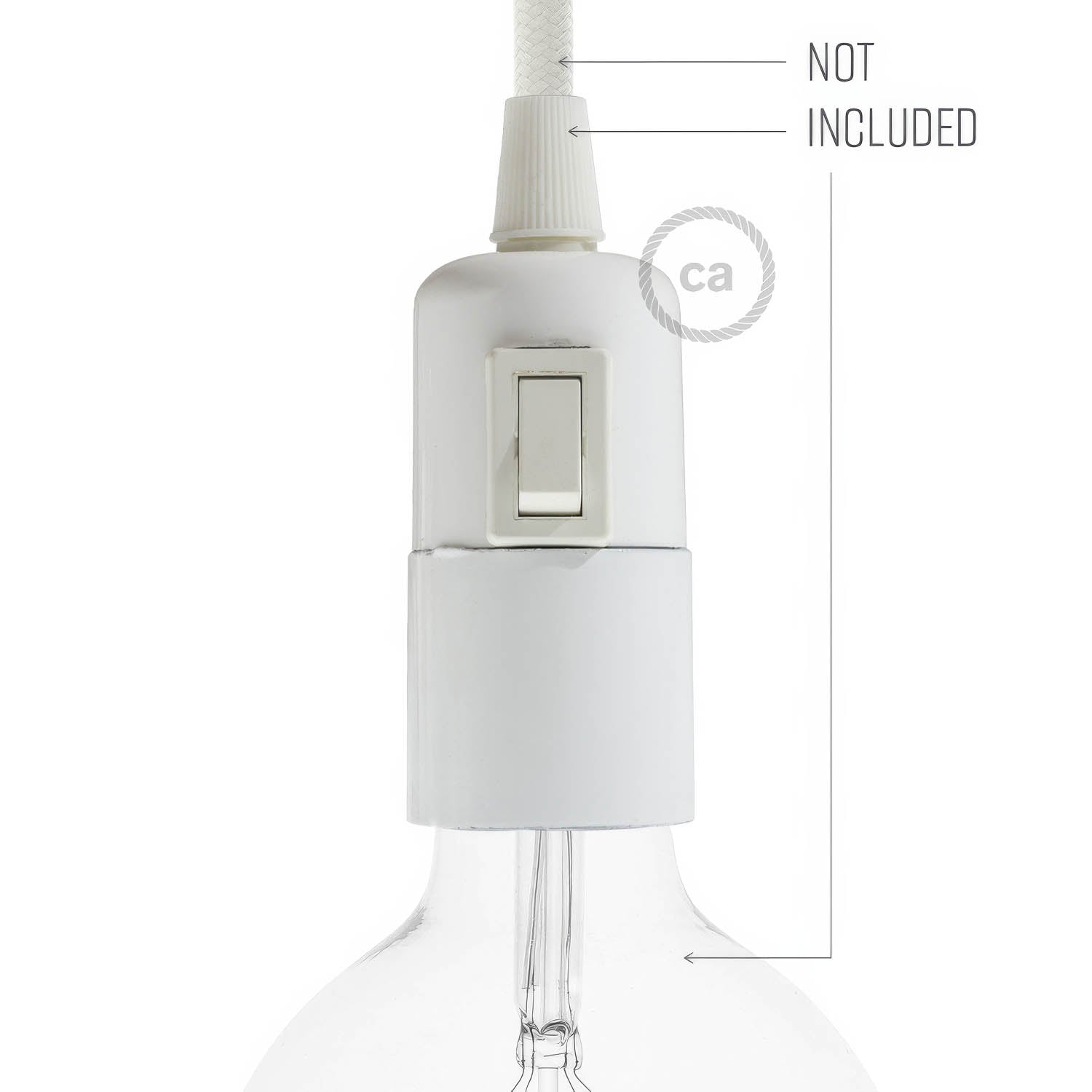 Kit portalampada E27 in bakelite con interruttore - Bianco - Creative Cables