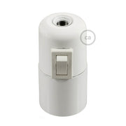 Kit portalampada E27 in bakelite con interruttore - Bianco - Creative Cables