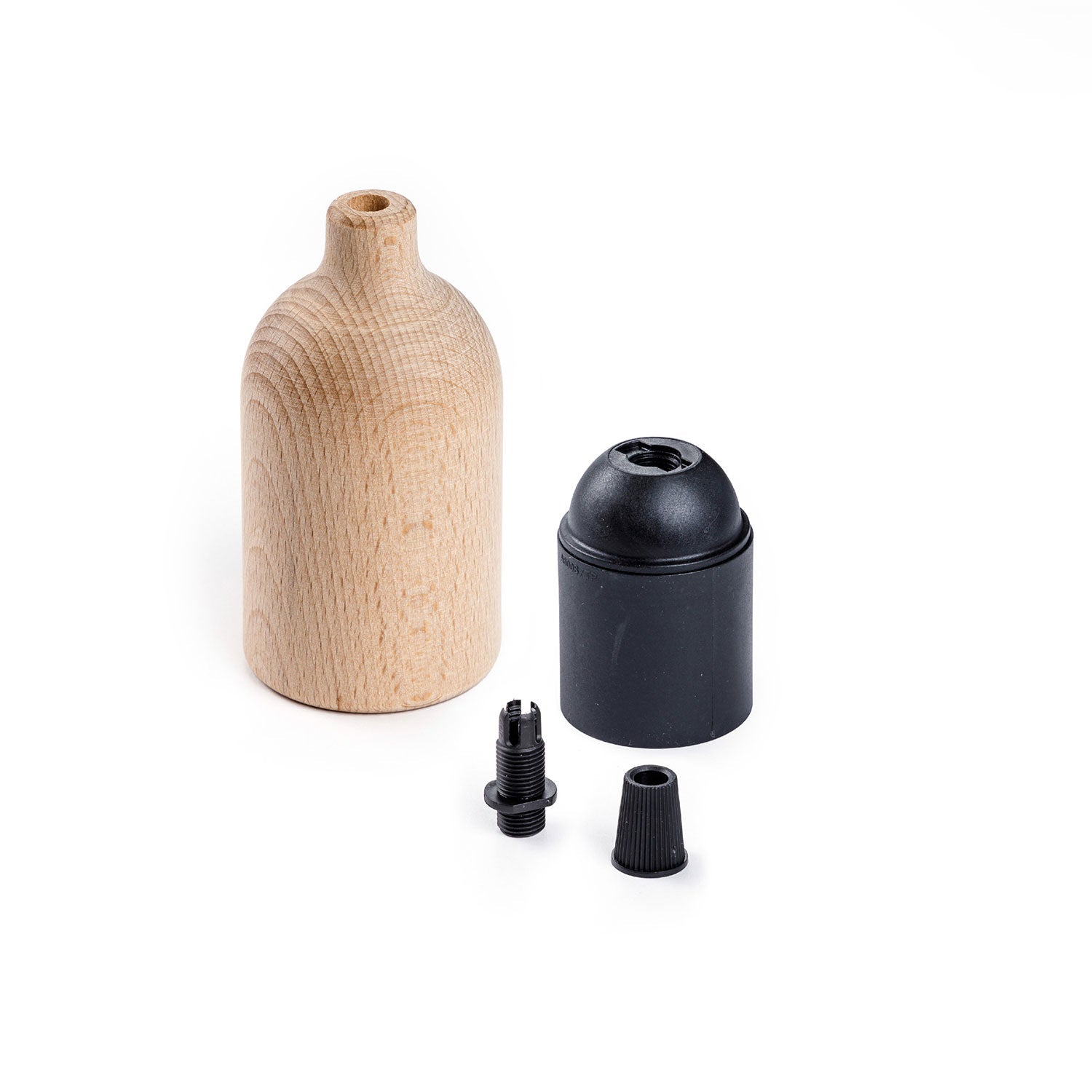 Kit portalampada E27 in legno con serracavo nascosto - Neutro - Creative Cables