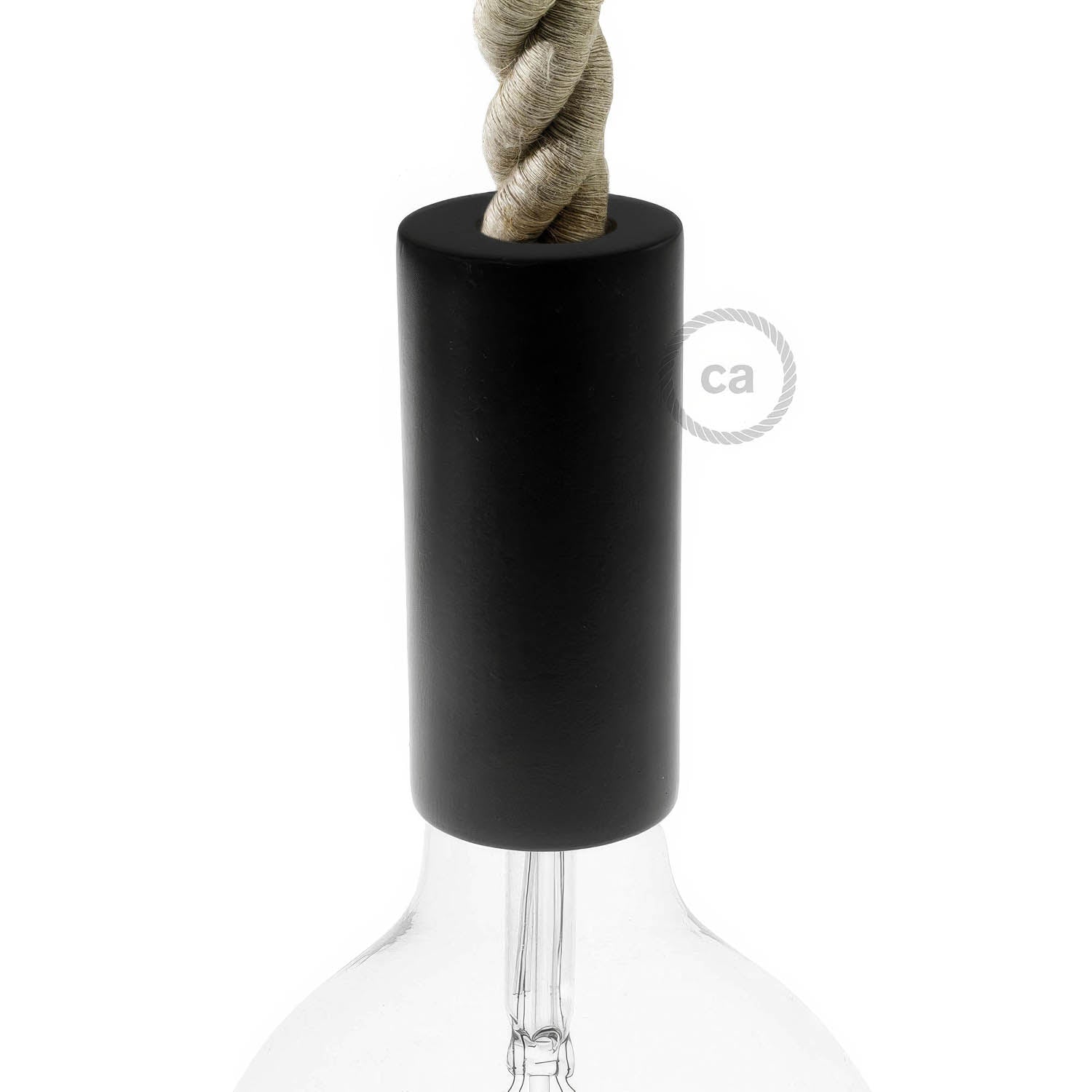 Kit portalampada E27 in legno per cordone 2XL - Nero - Creative Cables