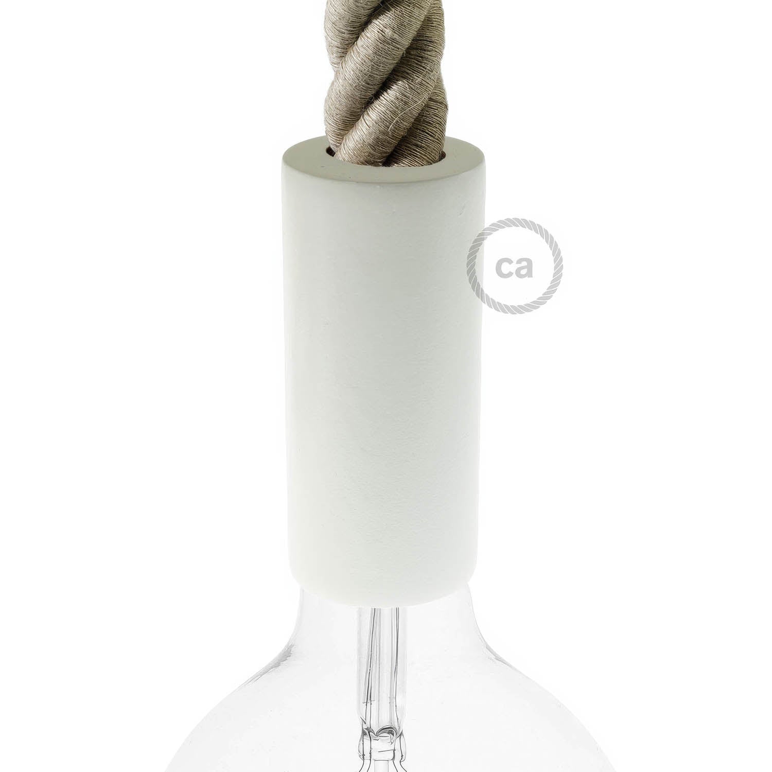 Kit portalampada E27 in legno per cordone 3XL - Bianco - Creative Cables