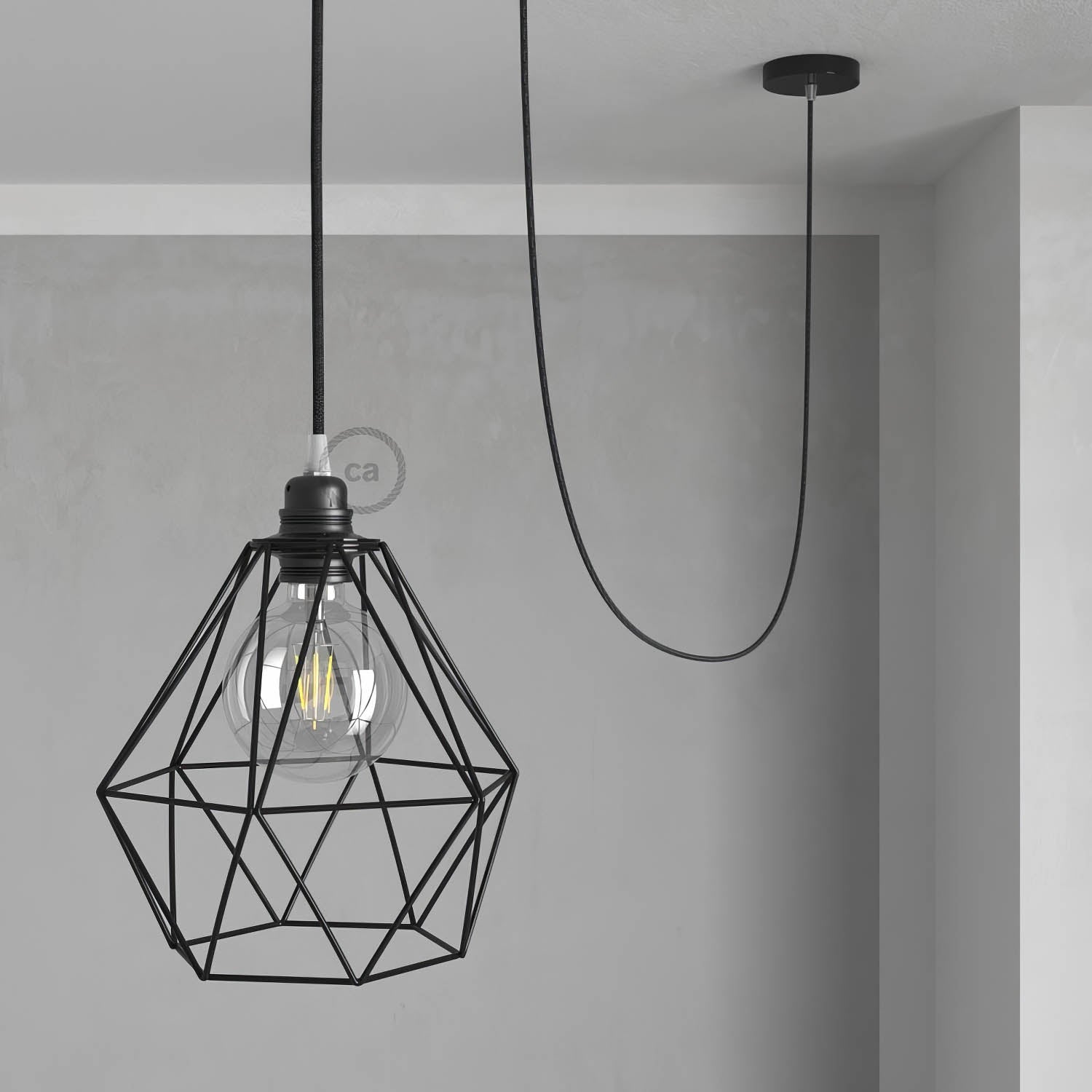 Kit portalampada E27 in metallo con doppia ghiera per paralume - Canna di fucile