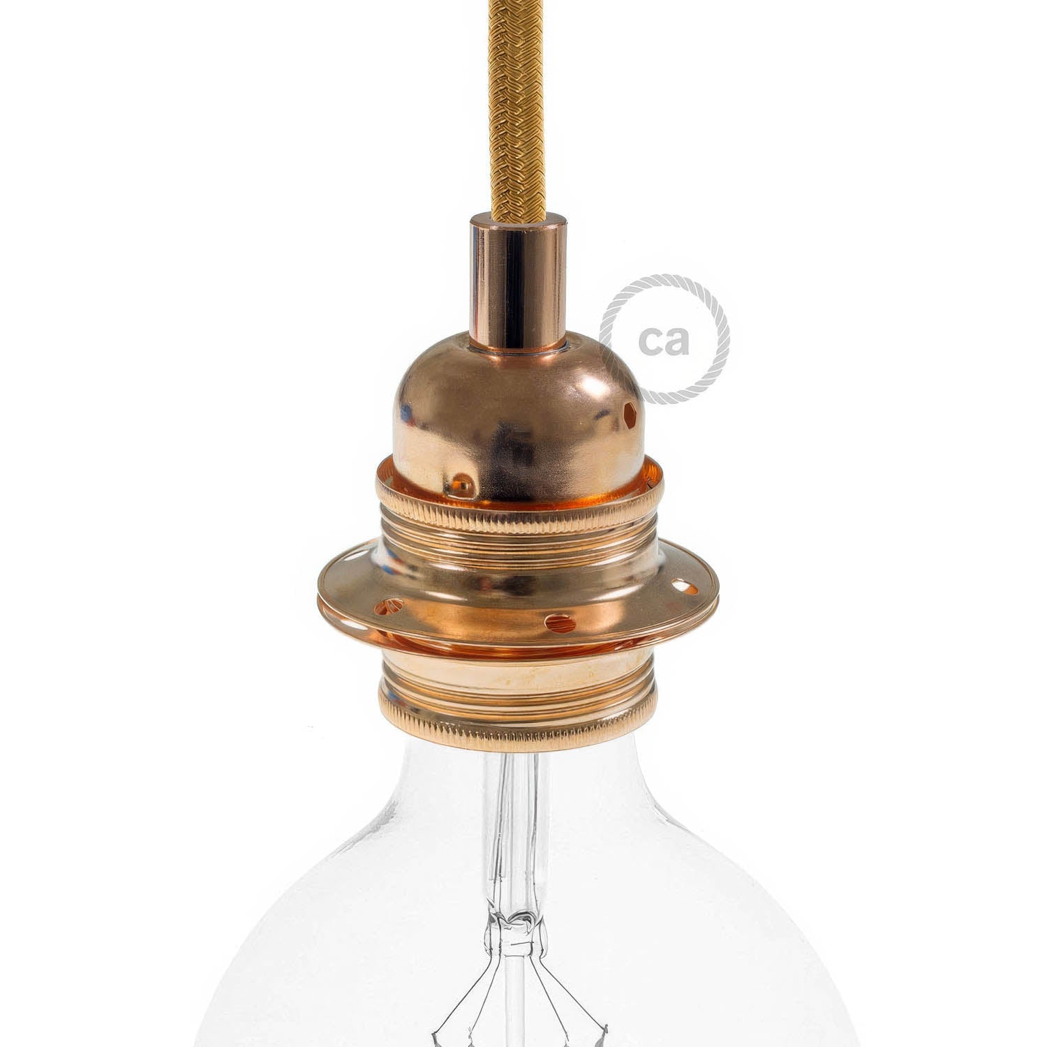 Kit portalampada E27 in metallo con doppia ghiera per paralume - Rame Cilindrico