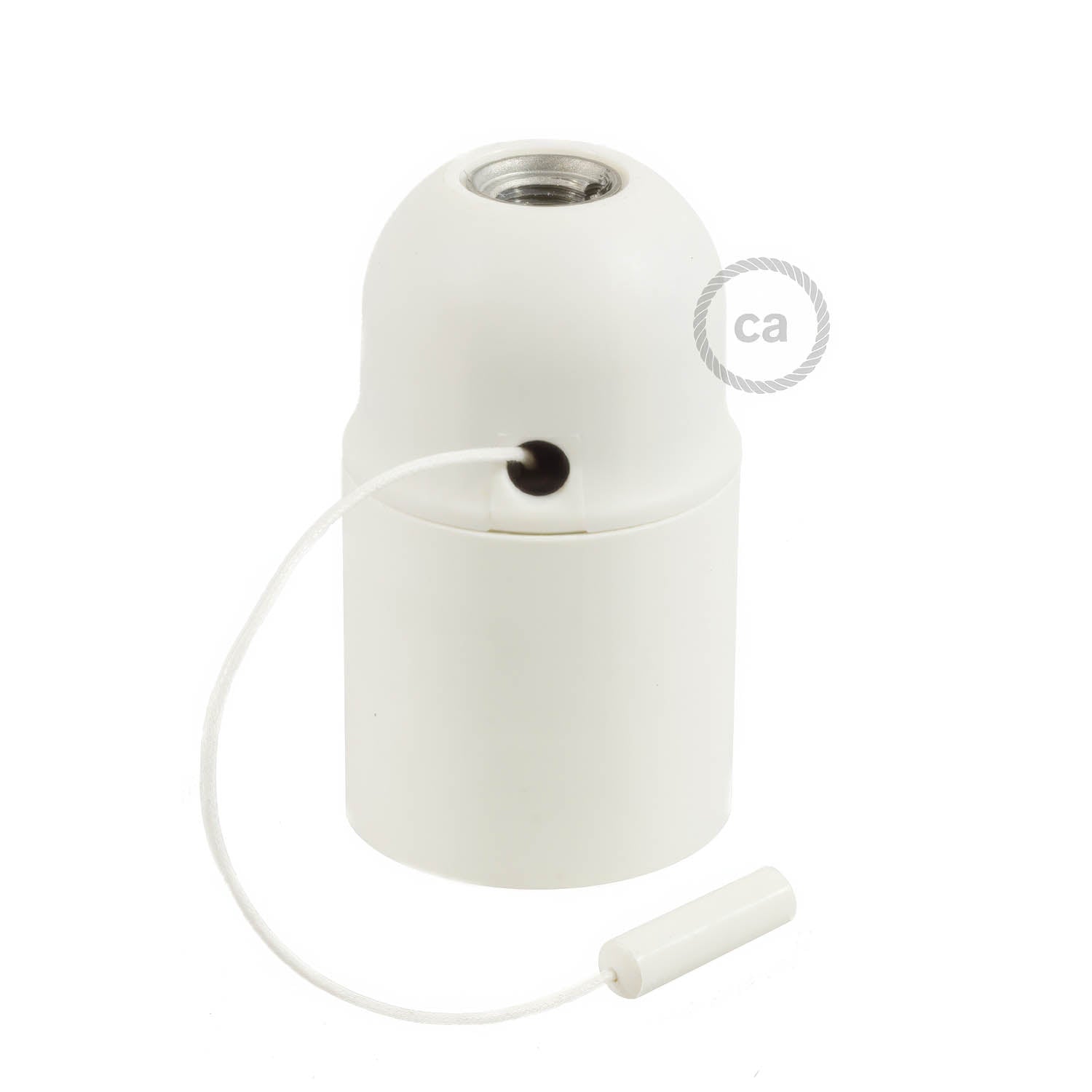 Kit portalampada E27 in termoplastica con interruttore a tirante - Bianco - Creative Cables