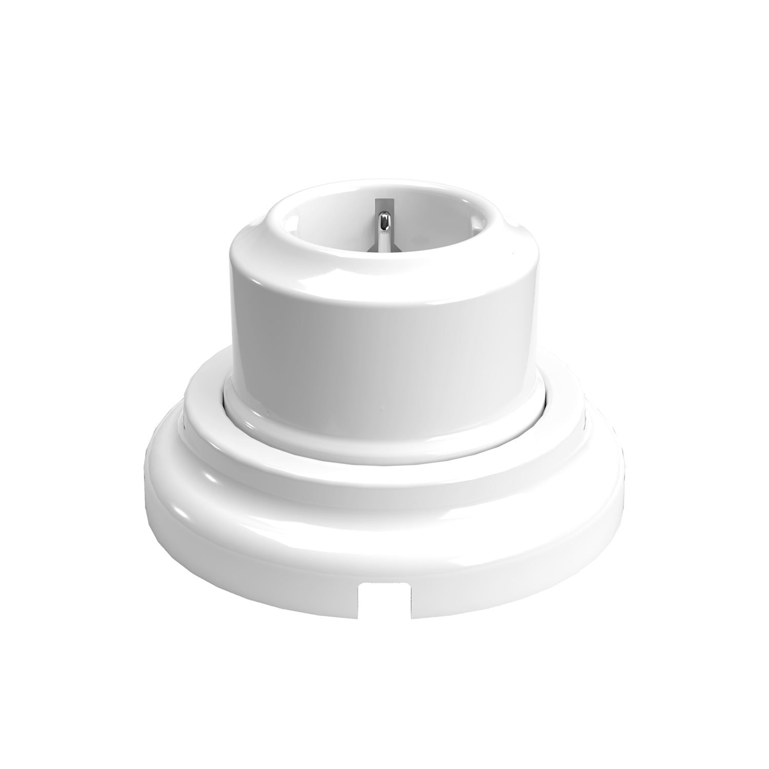 Kit presa Schuko da parete e base in porcellana - Bianco - Creative Cables