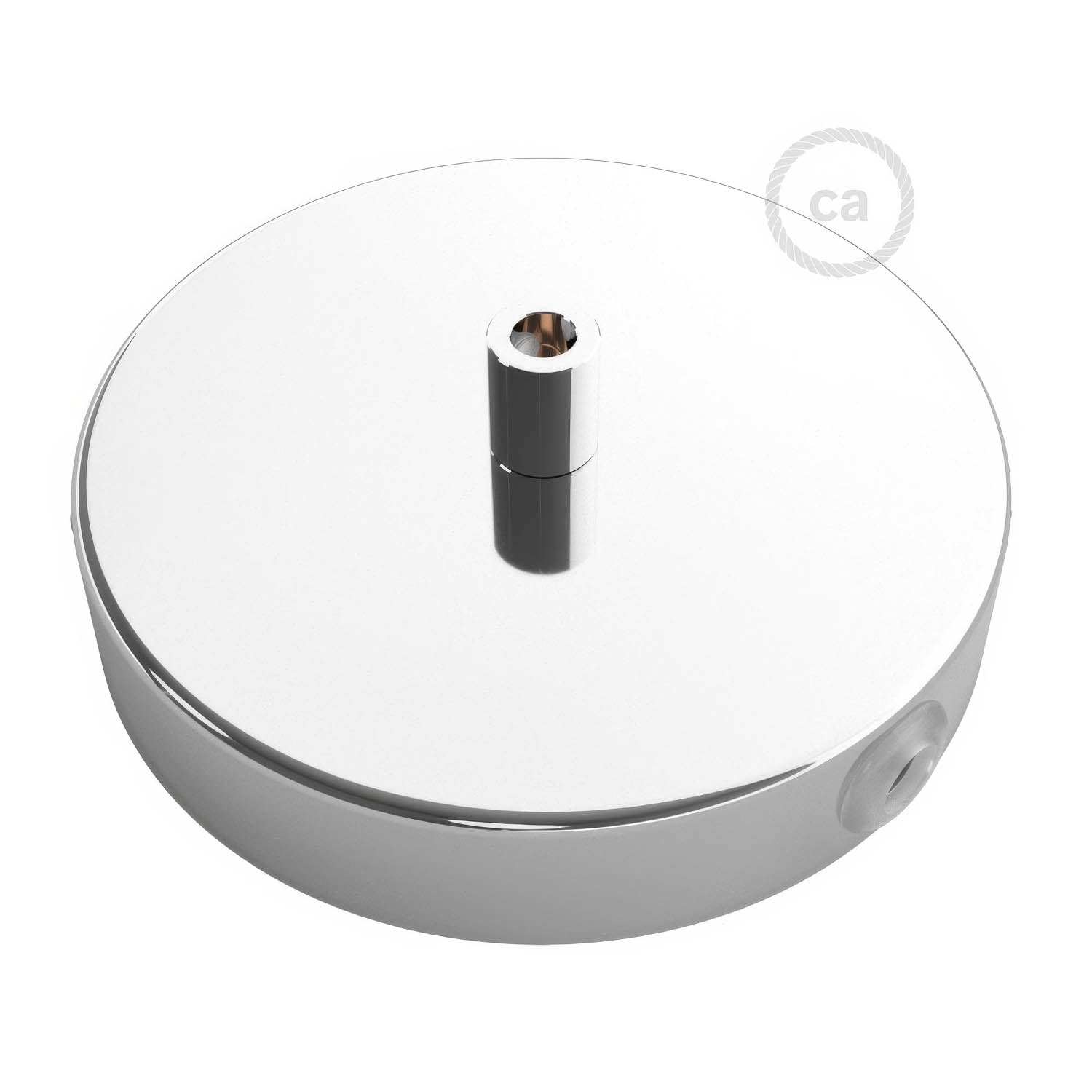 Kit rosone cilindrico in metallo a 1 foro centrale e 2 fori laterali - Cromo Cilindrico