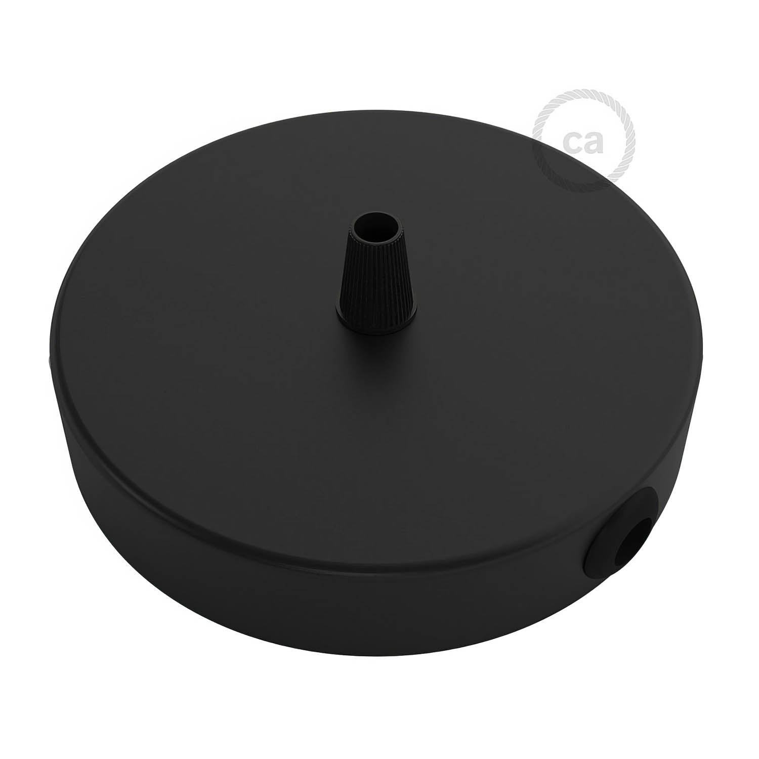 Kit rosone cilindrico in metallo a 1 foro centrale e 2 fori laterali - Nero - Creative Cables