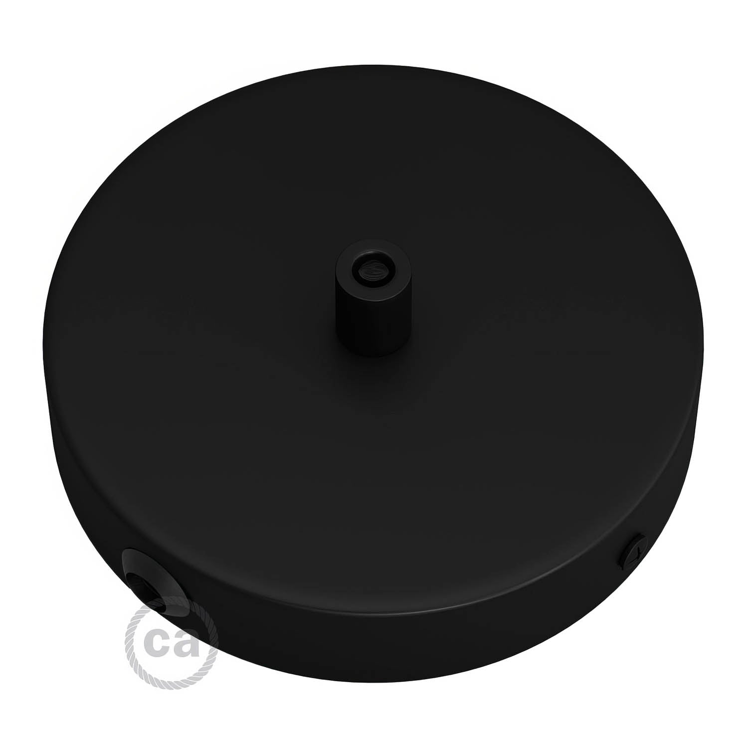 Kit rosone cilindrico in metallo a 1 foro centrale e 2 fori laterali - Nero Cilindrico