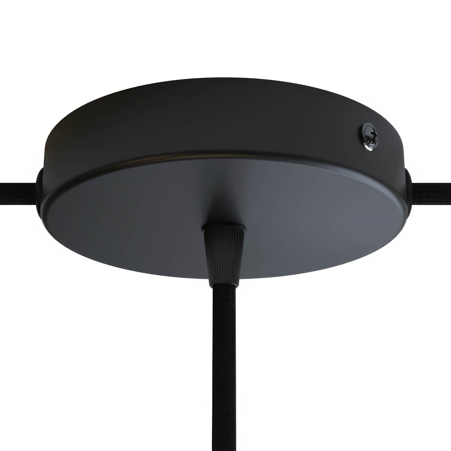 Kit rosone cilindrico in metallo a 1 foro centrale e 2 fori laterali - Nero - Creative Cables