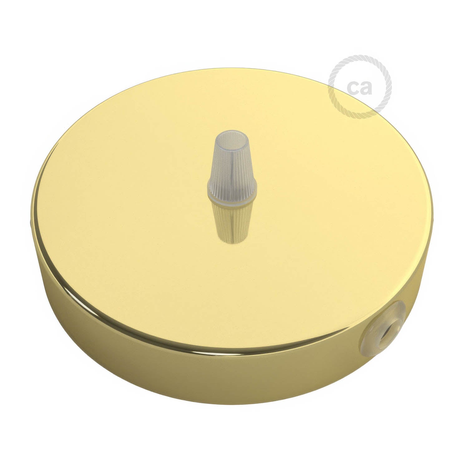 Kit rosone cilindrico in metallo a 1 foro centrale e 2 fori laterali - Ottone - Creative Cables