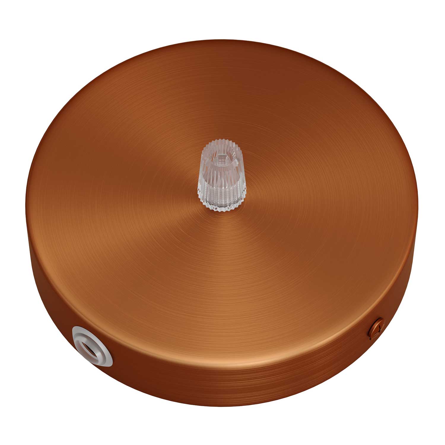 Kit rosone cilindrico in metallo a 1 foro centrale e 2 fori laterali - Rame satinato - Creative Cables