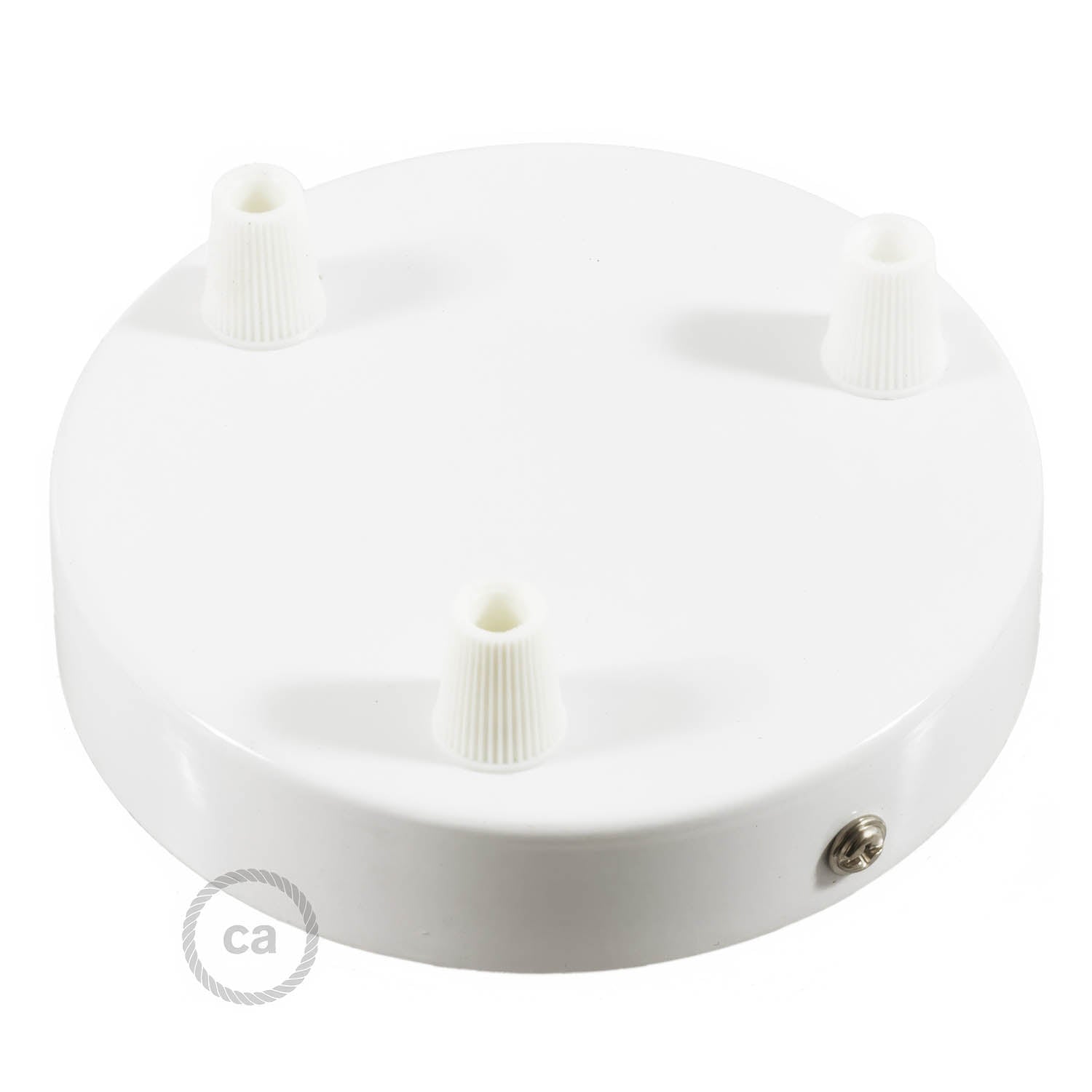 Kit rosone cilindrico in metallo a 3 fori - Bianco lucido - Creative Cables