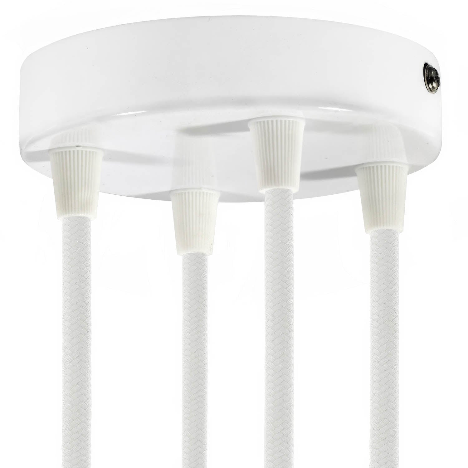 Kit rosone cilindrico in metallo a 4 fori - Bianco lucido - Creative Cables