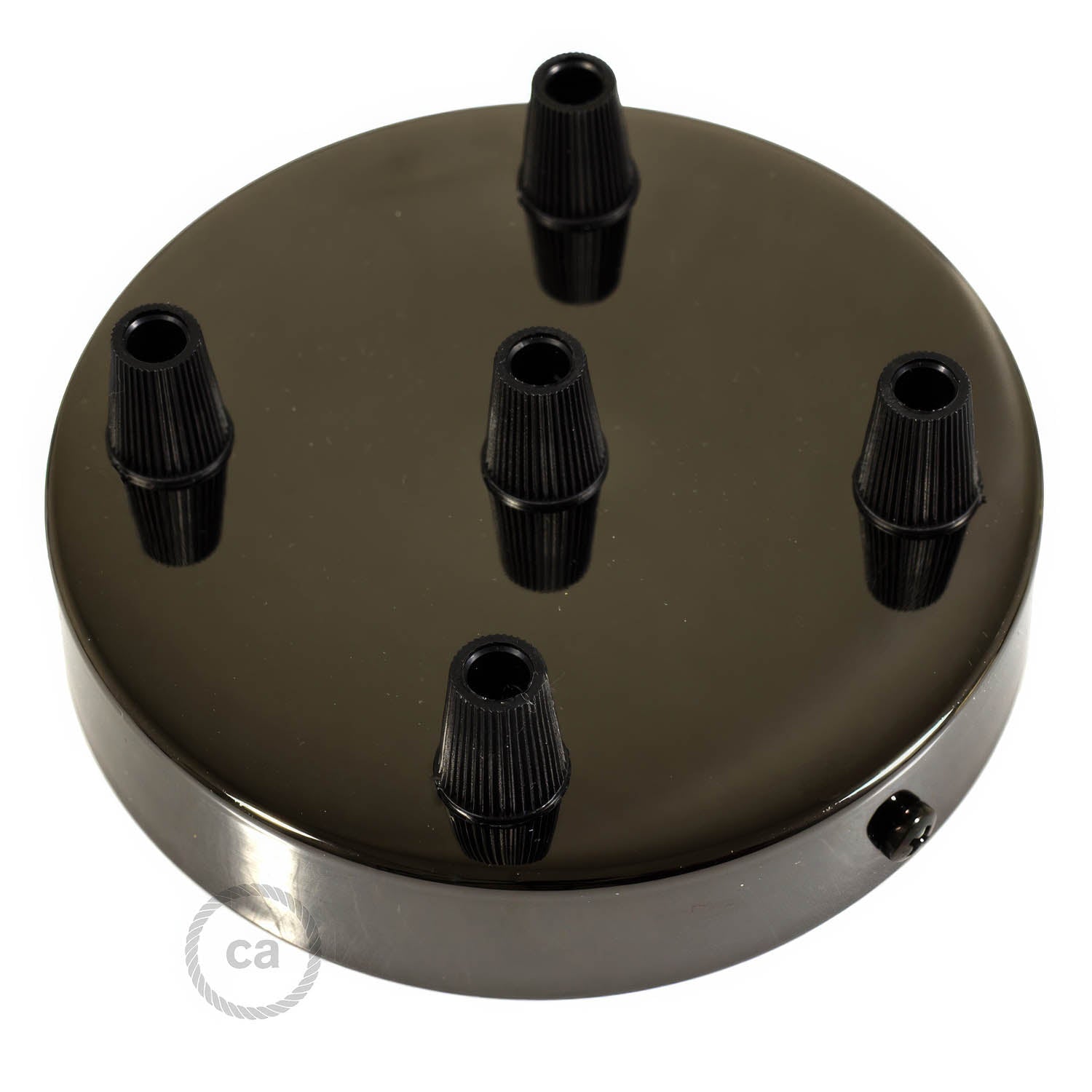 Kit rosone cilindrico in metallo a 5 fori - Nero perla - Creative Cables