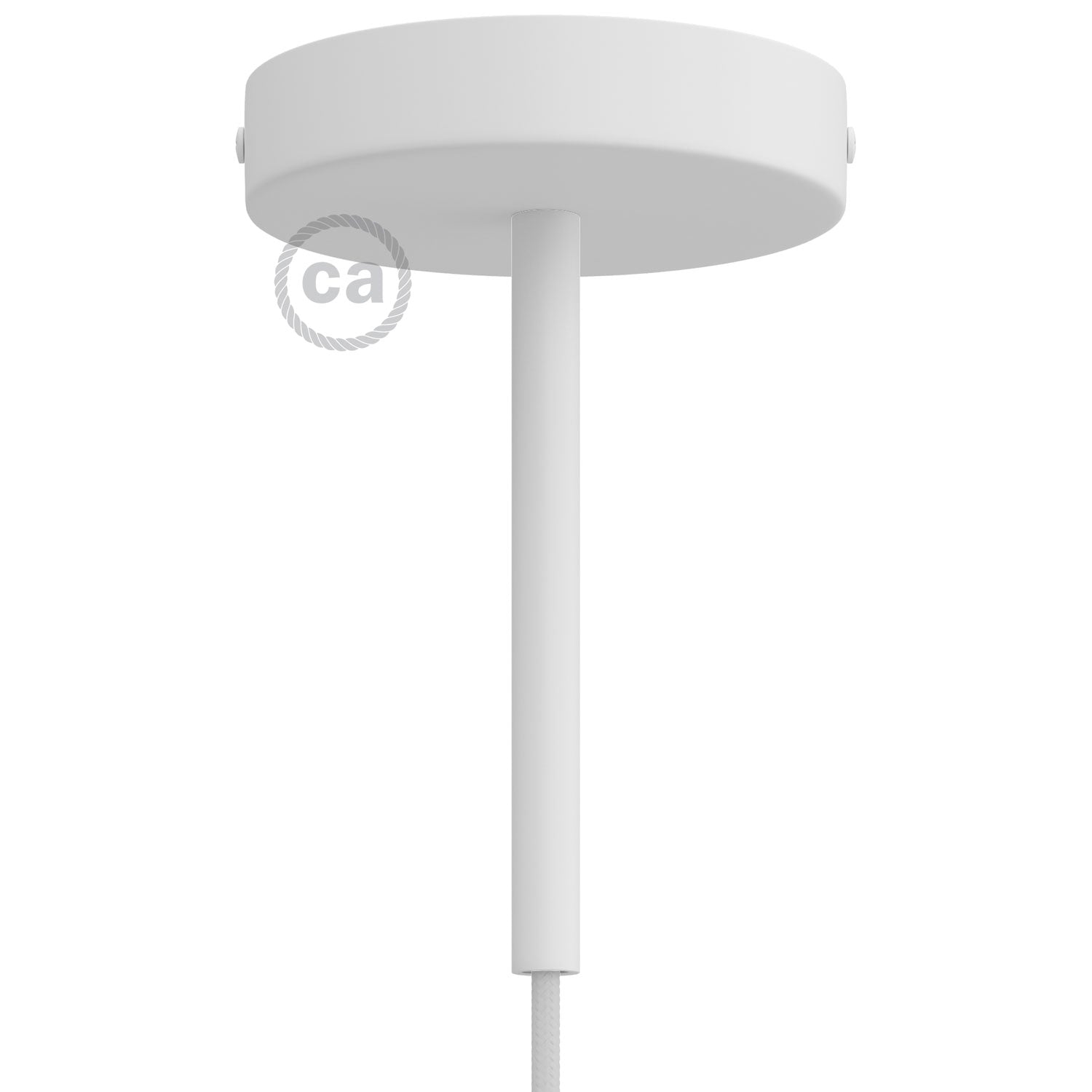 Kit rosone cilindrico in metallo con serracavo da 15 cm - Bianco opaco - Creative Cables