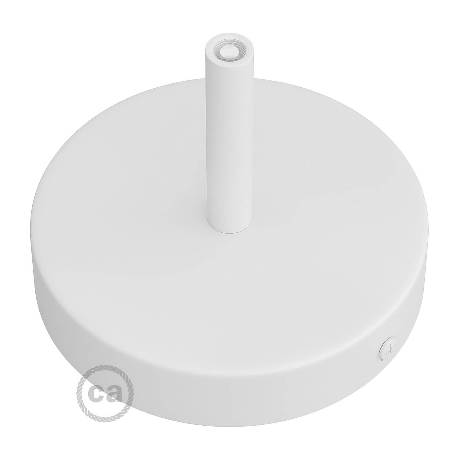 Kit rosone cilindrico in metallo con serracavo da 7 cm - Bianco opaco - Creative Cables