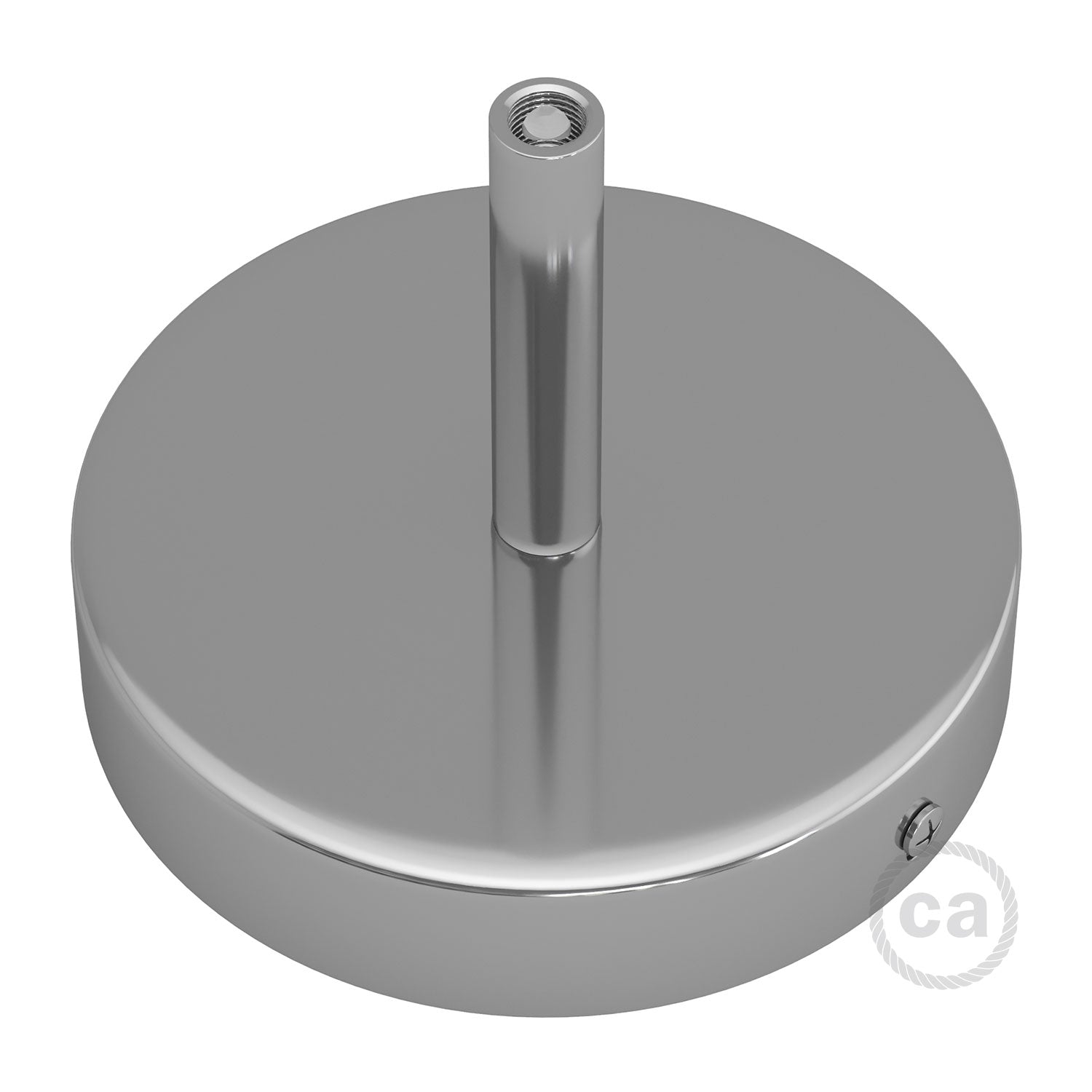 Kit rosone cilindrico in metallo con serracavo da 7 cm - Cromo - Creative Cables