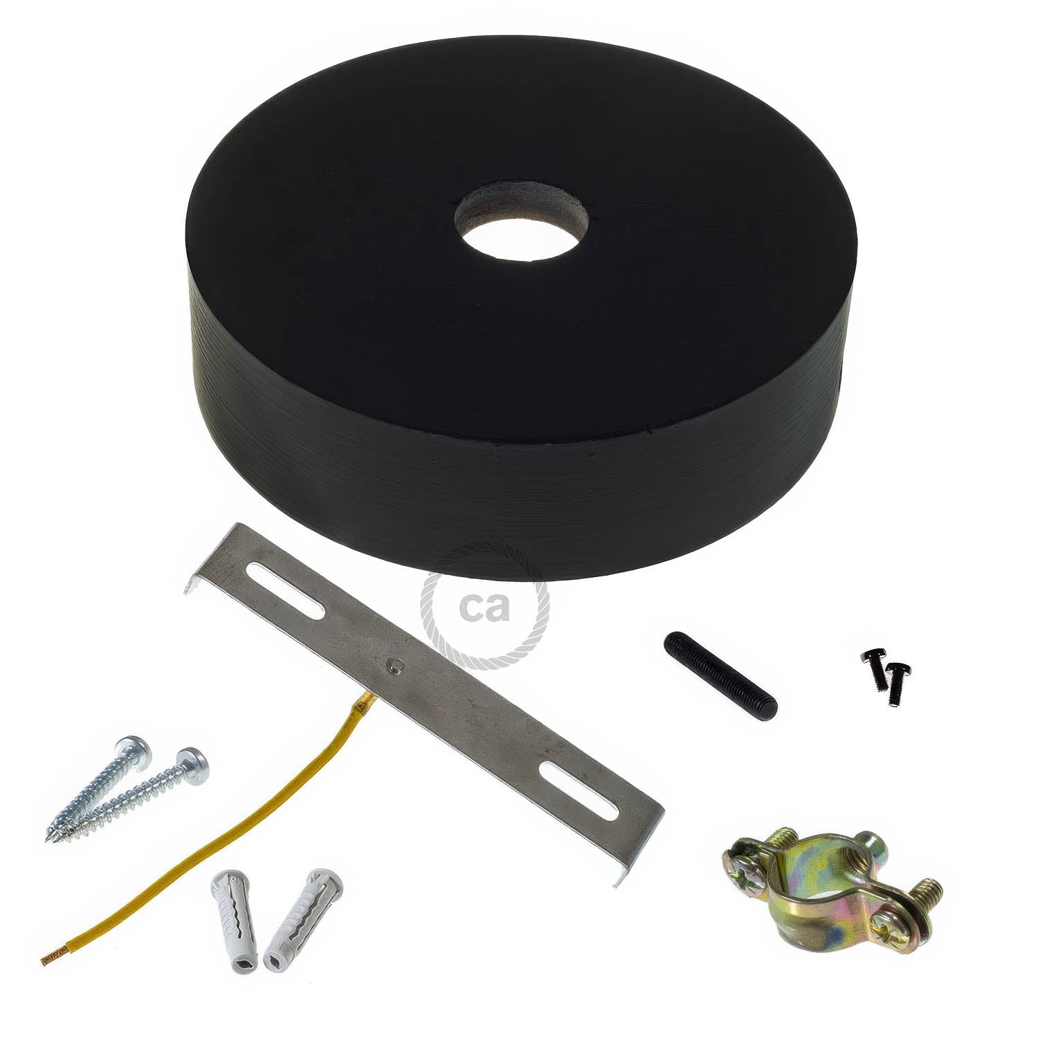 Kit rosone in legno per cordone 2XL - Nero - Creative Cables