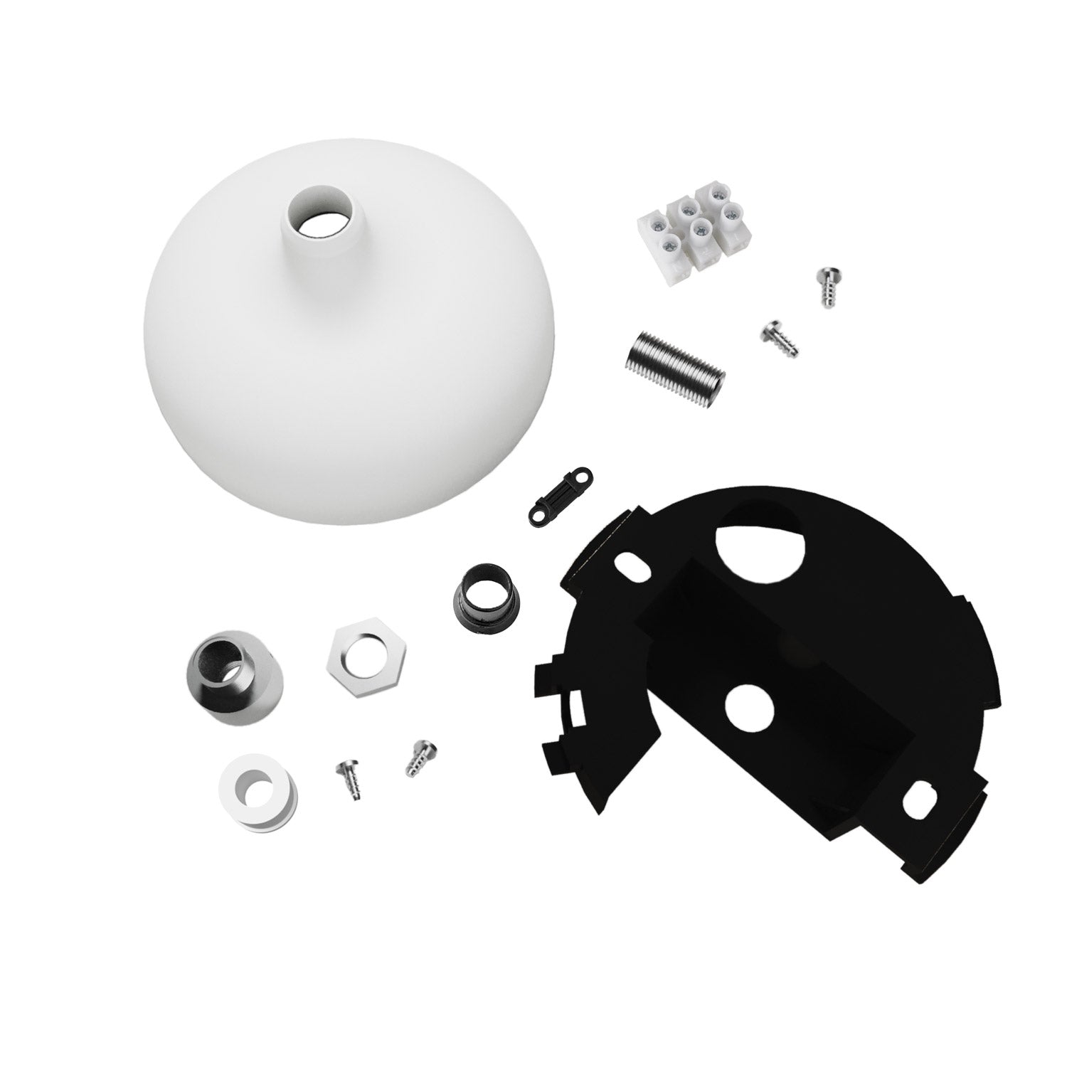 Kit rosone in silicone con foro centrale e predisposizione per foro laterale - Bianco - Creative Cables