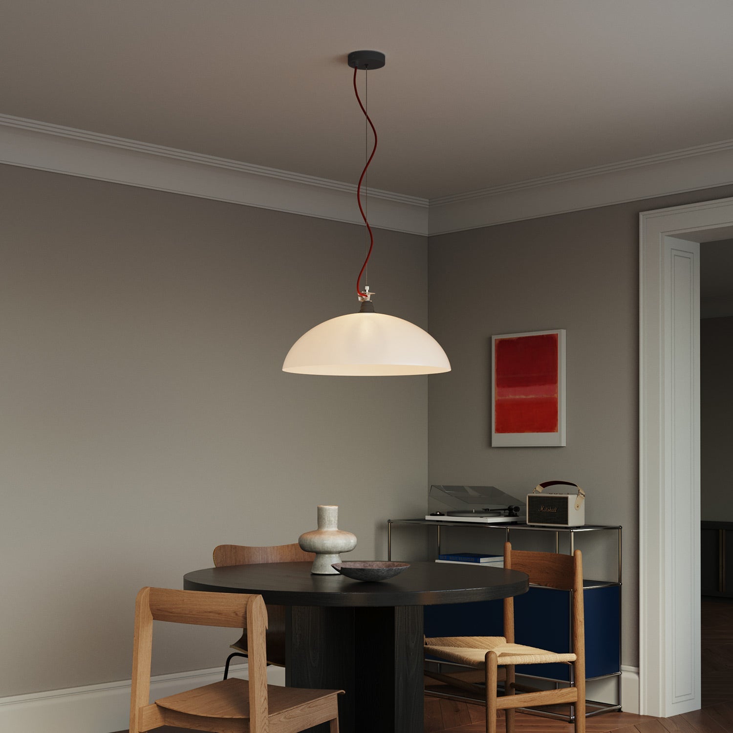 Kit Rosone Ø 120 mm con sospensione in acciaio e bilanciatore millimetrico - Nero Opaco