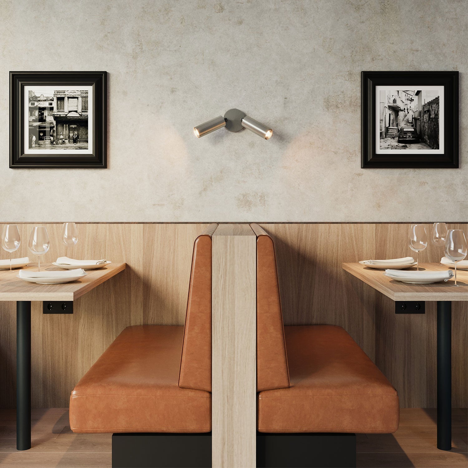 Lampada a 2 faretti con paralume Tub - E14 e rosone tondo - Titanio satinato - Creative Cables