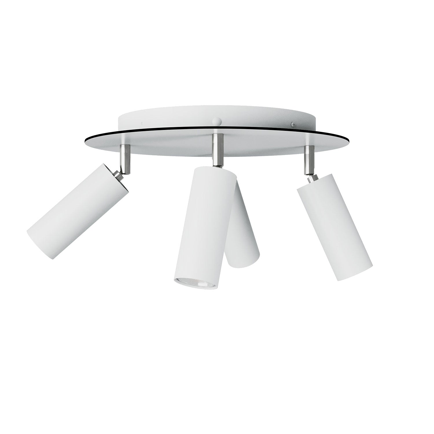 Lampada a 4 faretti con paralume Tub - E14 e Rose - One XXL rotondo - Bianco opaco - Creative Cables