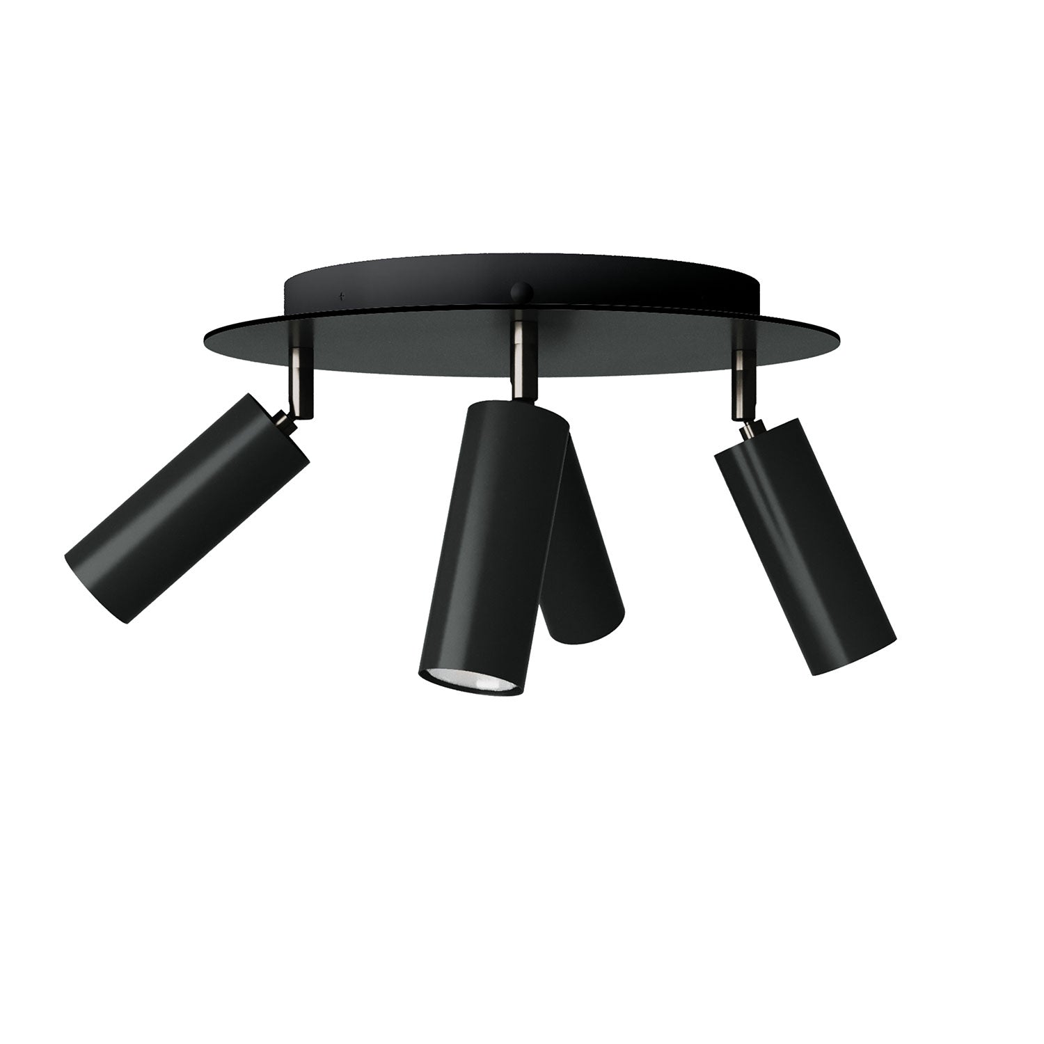 Lampada a 4 faretti con paralume Tub - E14 e Rose - One XXL rotondo - Nero - Creative Cables