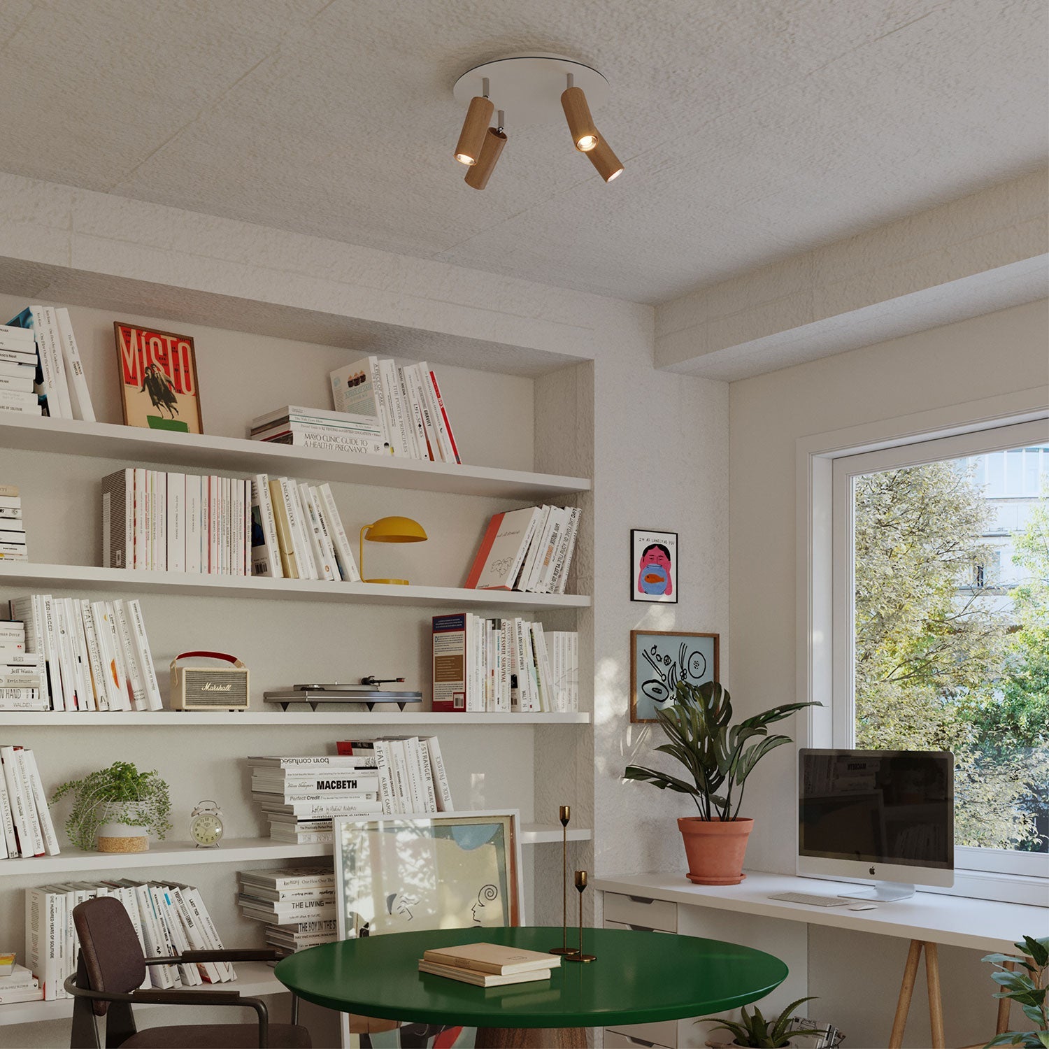 Lampada a 4 faretti con paralume Tub - E14 e Rose - One XXL rotondo - Neutro - Creative Cables