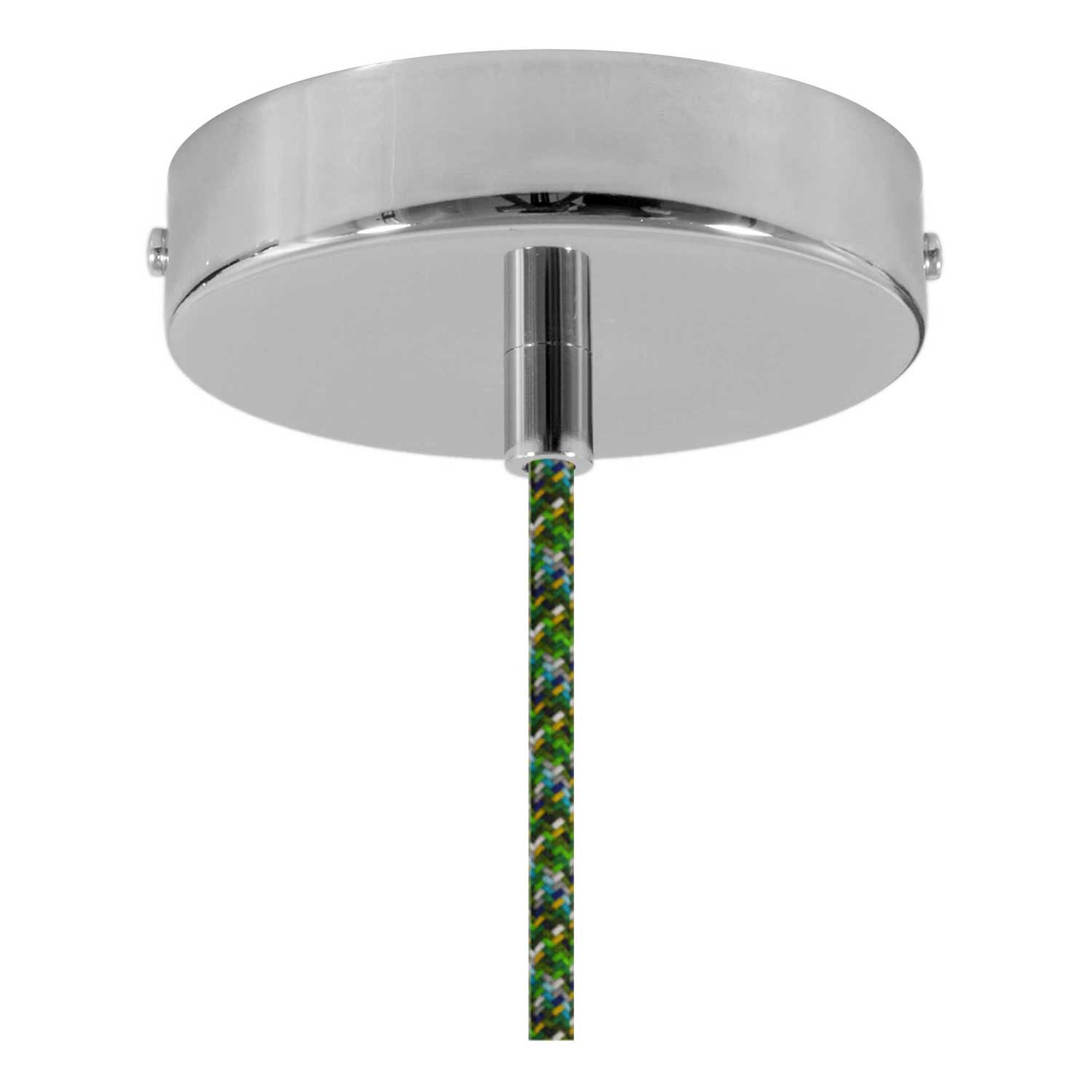 Lampada a sospensione completa di cavo tessile, paralume Coppa in ceramica e finiture in metallo - Evergreen striato