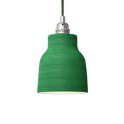 Lampada a sospensione completa di cavo tessile, paralume Vaso in ceramica e finiture in metallo - Evergreen striato