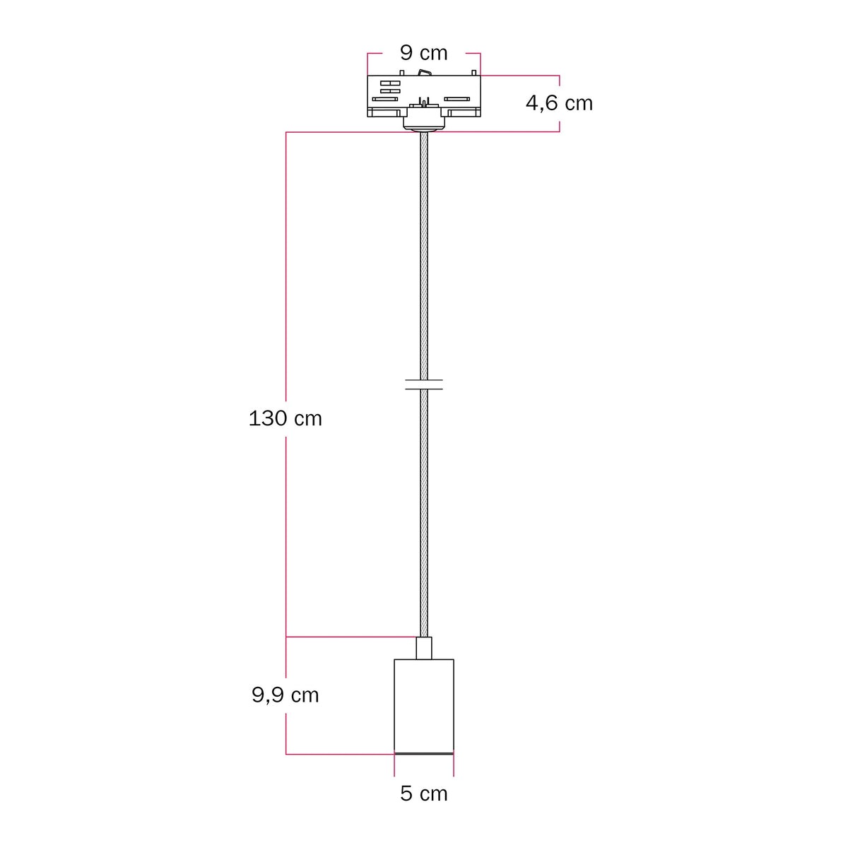 Lampada a sospensione con faretto GU10 Bispot per sistema a binario - Rame satinato - Creative Cables