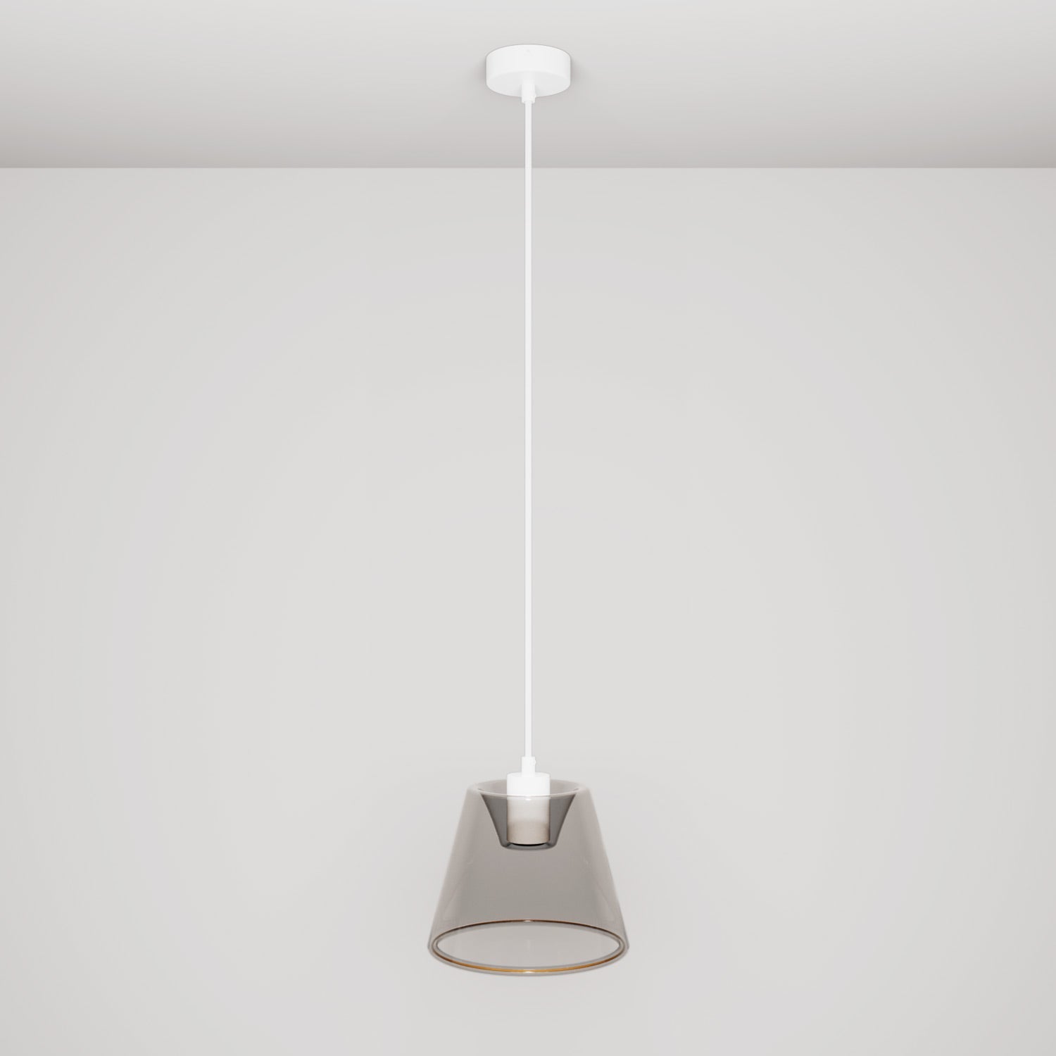 Lampada a sospensione con lampadina Ghost a cono smoky - Bianco - Creative Cables