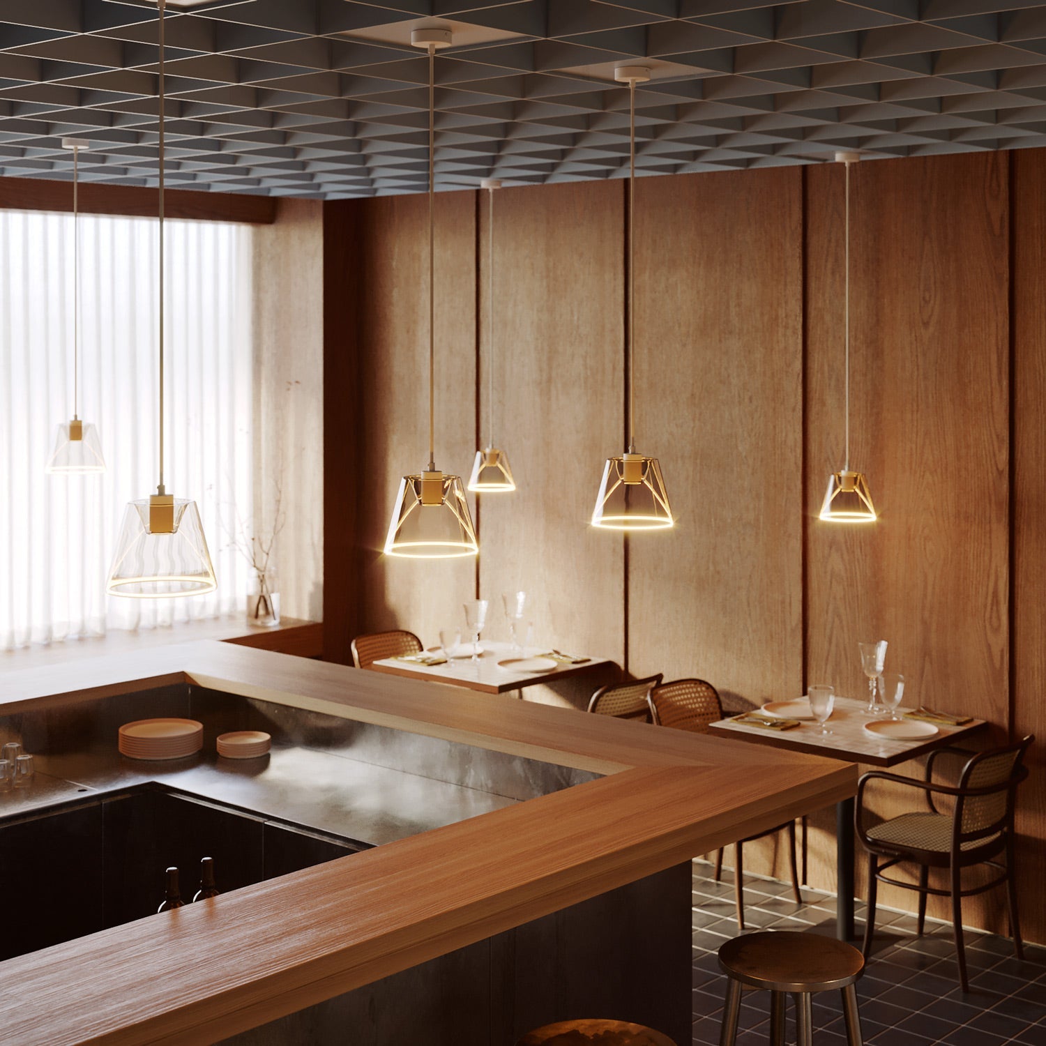 Lampada a sospensione con lampadina Ghost a cono smoky - Bianco - Creative Cables