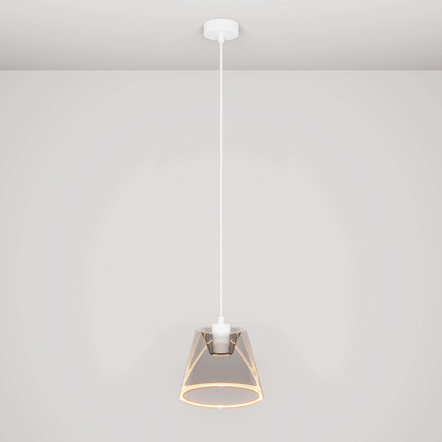 Lampada a sospensione con lampadina Ghost a cono smoky - Bianco - Creative Cables