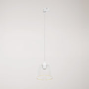 Lampada a sospensione con lampadina Ghost a cono trasparente per binari - Bianco