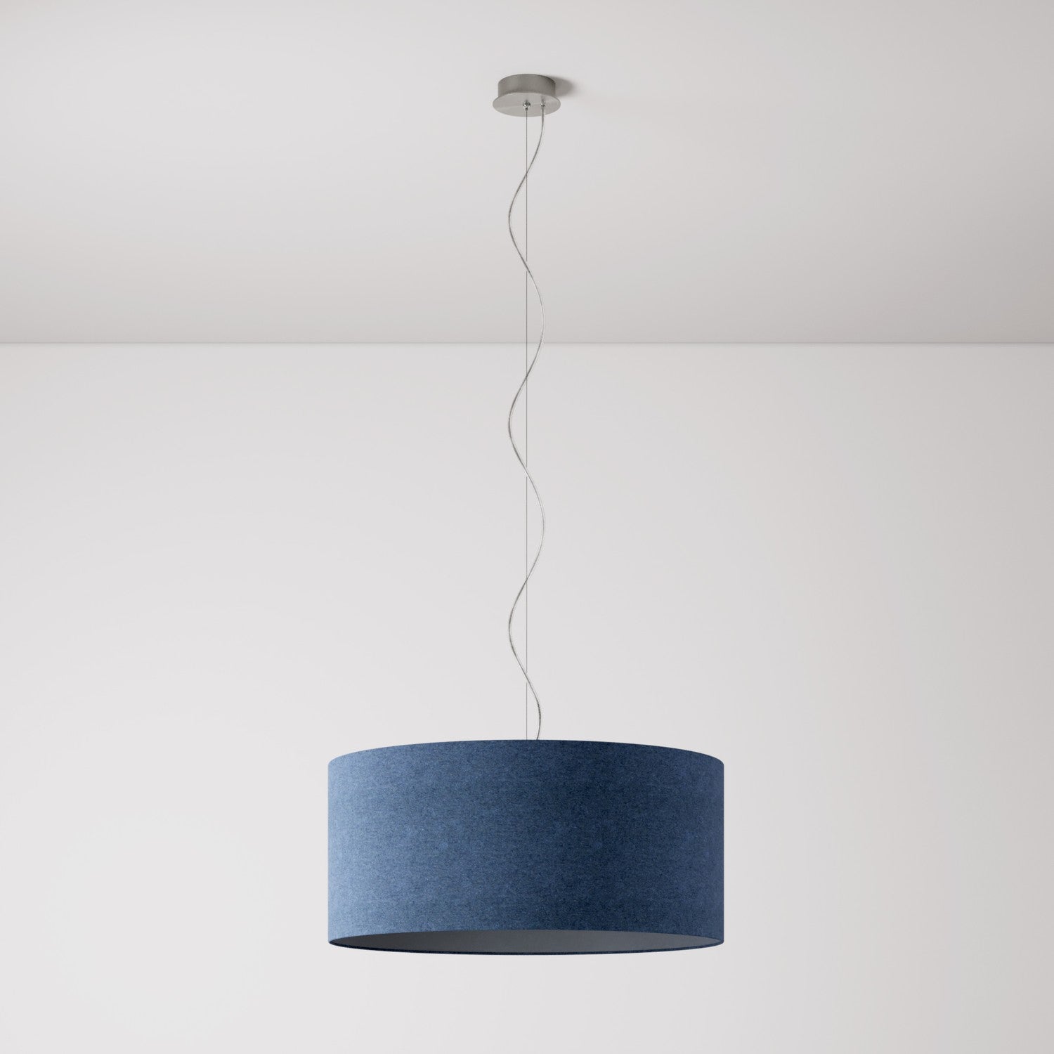 Lampada a sospensione con paralume in tessuto Cilindro Large - Made in Italy - Lana Blu No