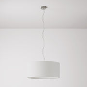 Lampada a sospensione con paralume in tessuto Cilindro Large - Made in Italy - Lino Crudo No