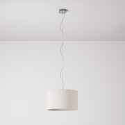 Lampada a sospensione con paralume in tessuto Cilindro Small - Made in Italy - Lana Sabbia No