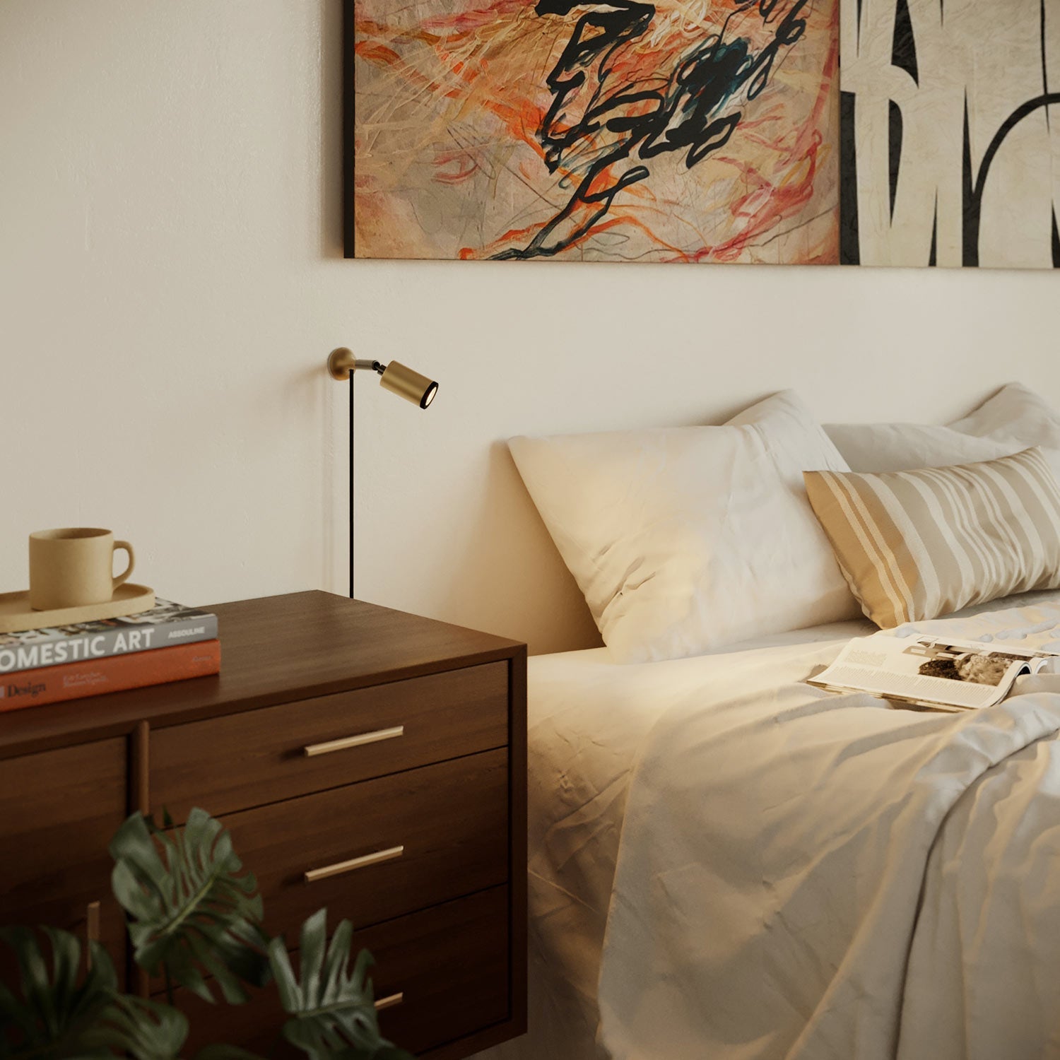 Lampada da parete MAG-Y con snodo e luce spot - Bronzo satinato