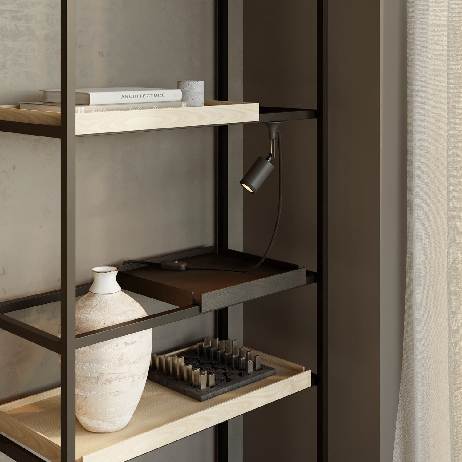 Lampada da parete MAG-Y con snodo e luce spot - Nero