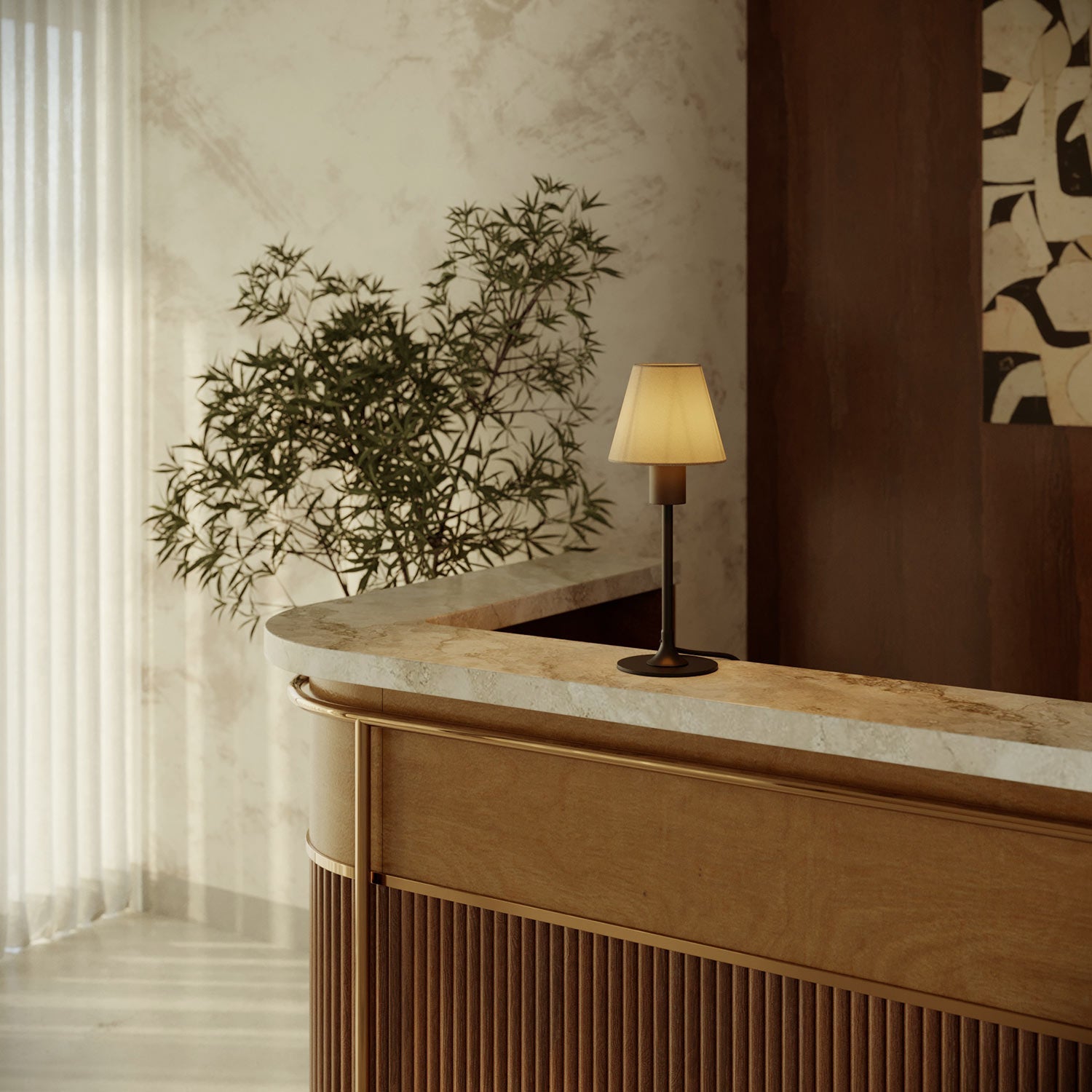 Lampada da tavolo MAG-Y con base metallica tonda e paralume - Nero