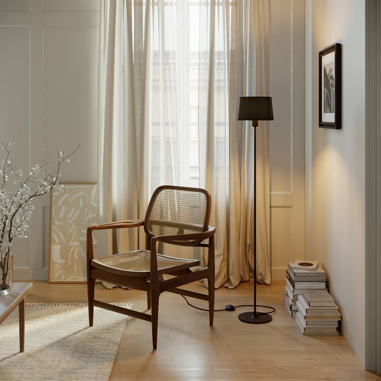 Lampada da terra MAG-Y con base metallica tonda e paralume Athena - Nero