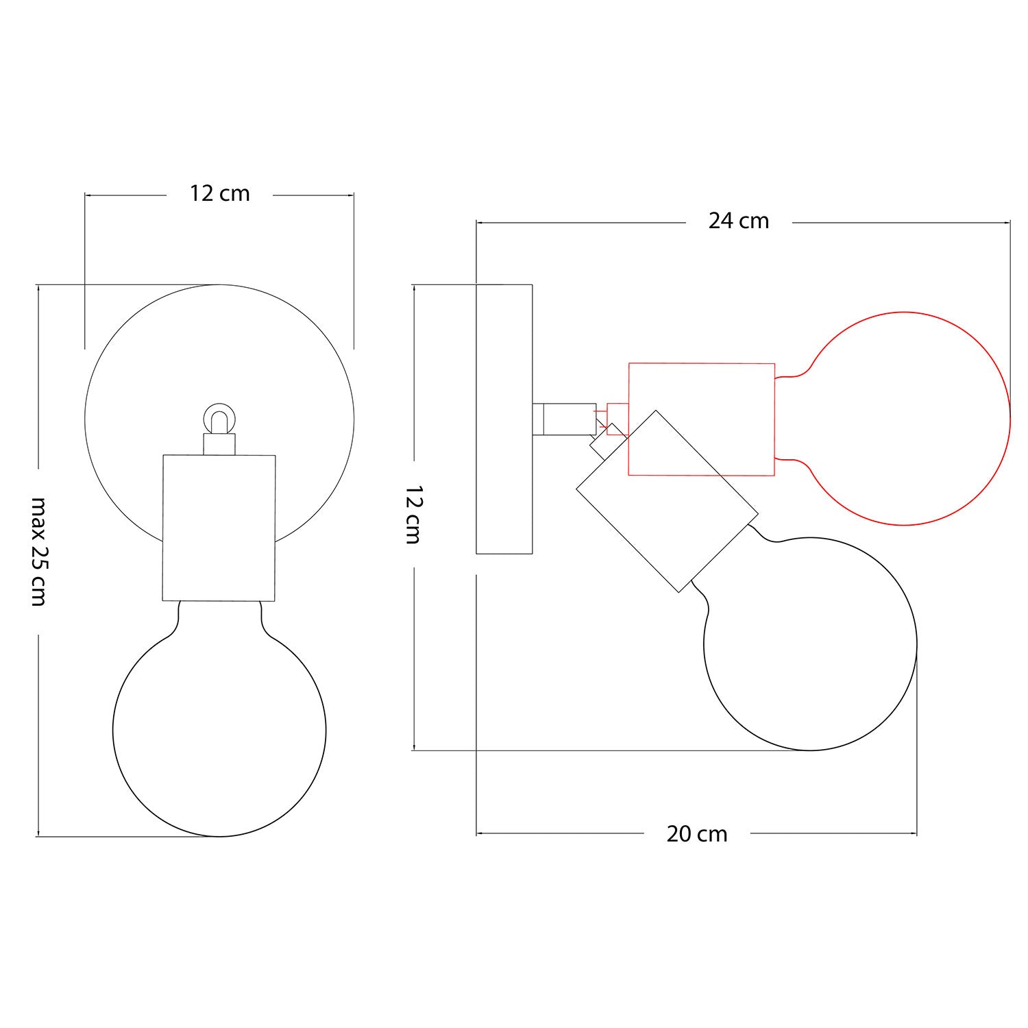 Lampada Fermaluce Snodo in legno con lampadina Globo Porcellana - Neutro